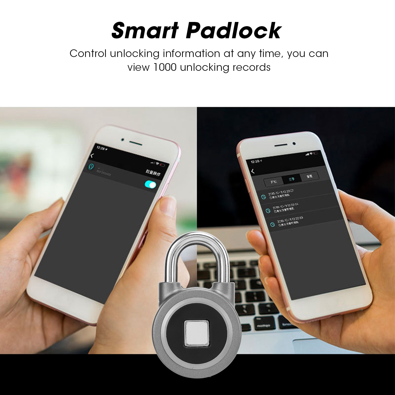Fingerprint Padlock USB Charging Remote Authorization Unlocking Lock For Gym FY - Zdjęcie 25 z 28