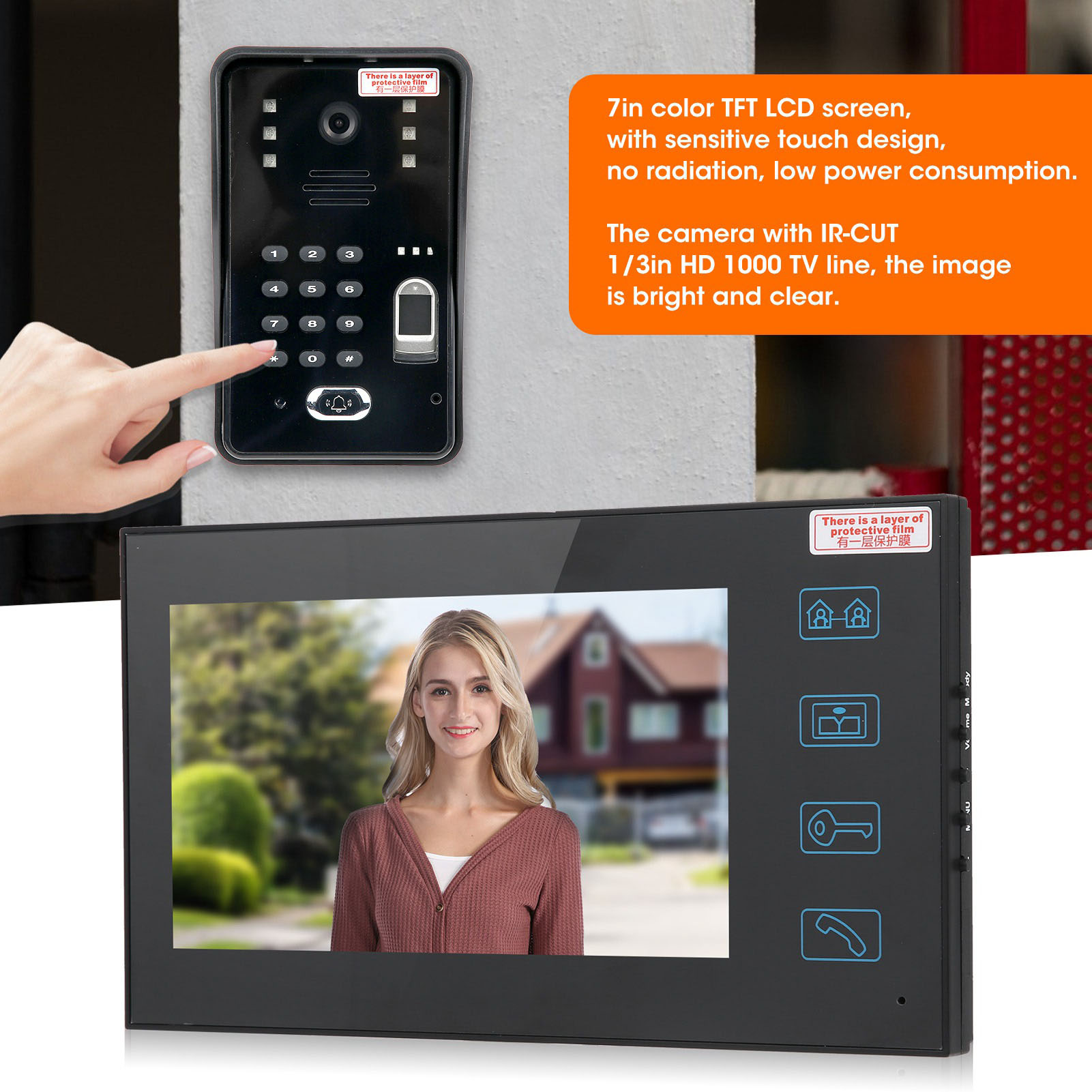 7in Video Doorphone 2 Monitors Fingerprint Password ID Card Remote Unlock Sa IDS - Zdjęcie 10 z 13