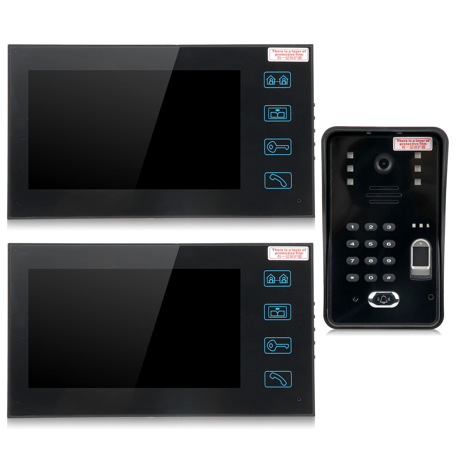 7in Video Doorphone 2 Monitors Fingerprint Password ID Card Remote Unlock Sa IDS - Zdjęcie 11 z 13