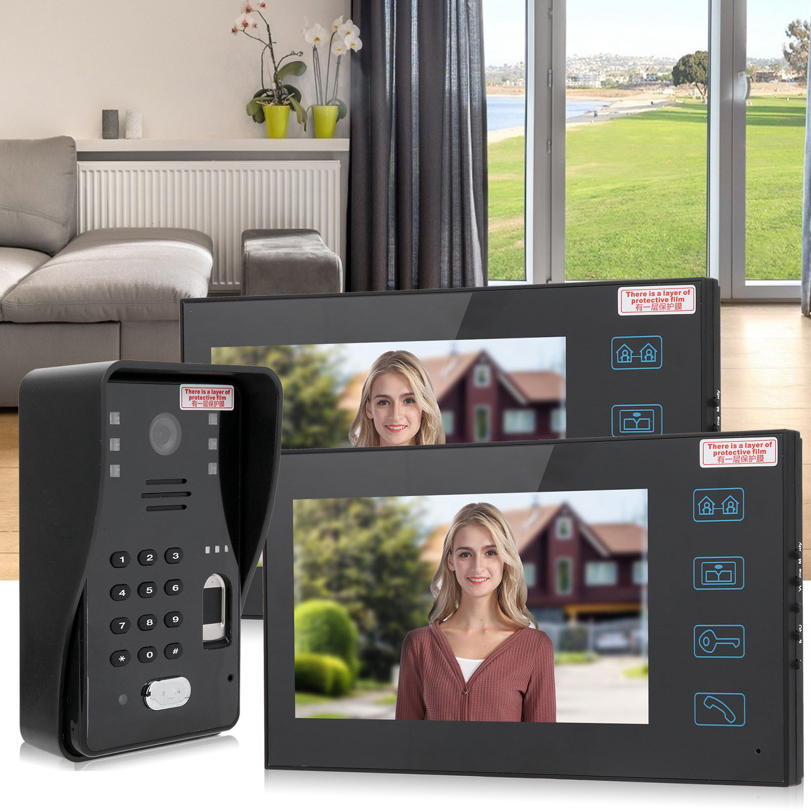 7in Video Doorphone 2 Monitors Fingerprint Password ID Card Remote Unlock Sa IDS - Zdjęcie 12 z 13