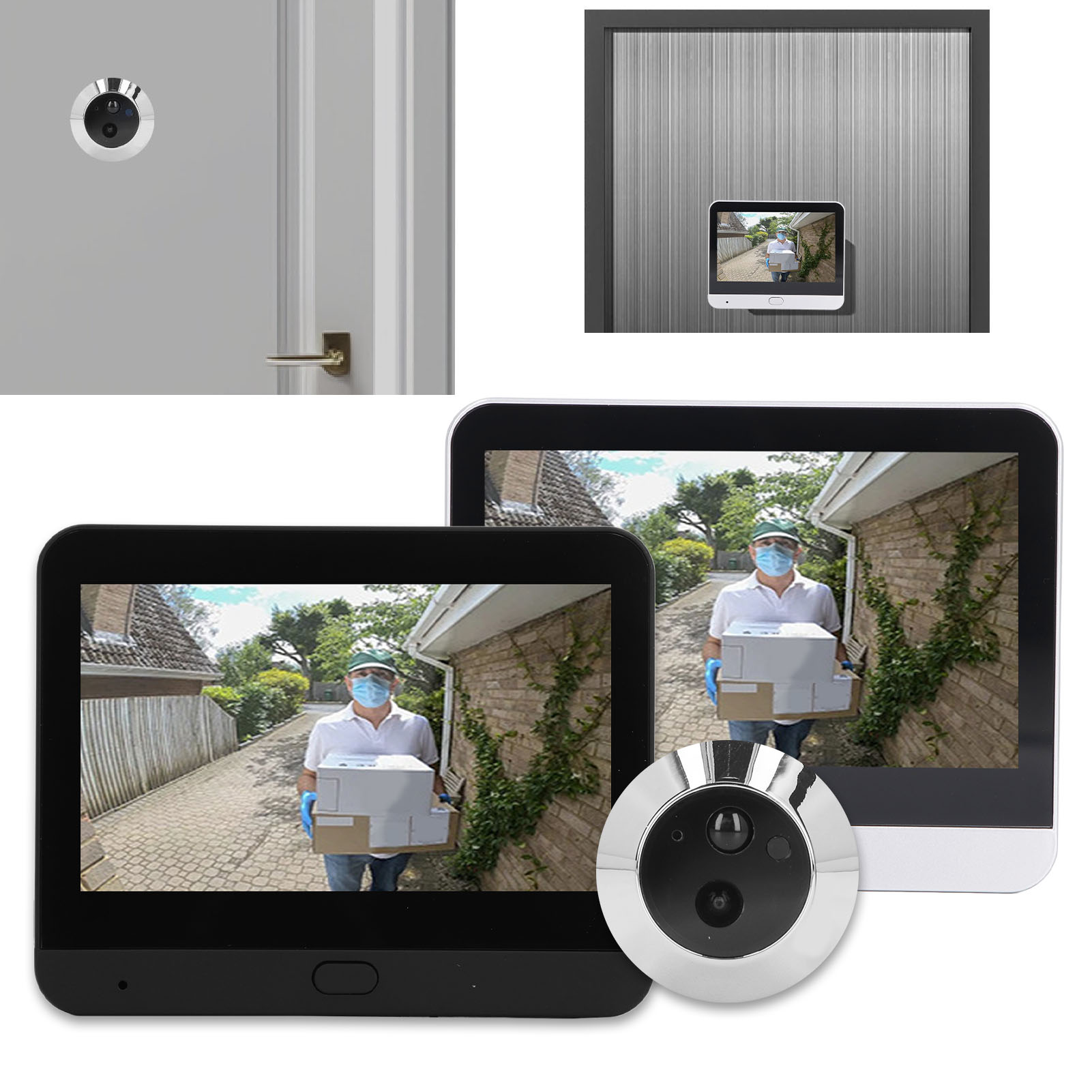 4.3in IPS LCD Screen Digital Peephole Viewer 120° Wide Angle 1080P WiFi Vide NEW - Afbeelding 18 van 18