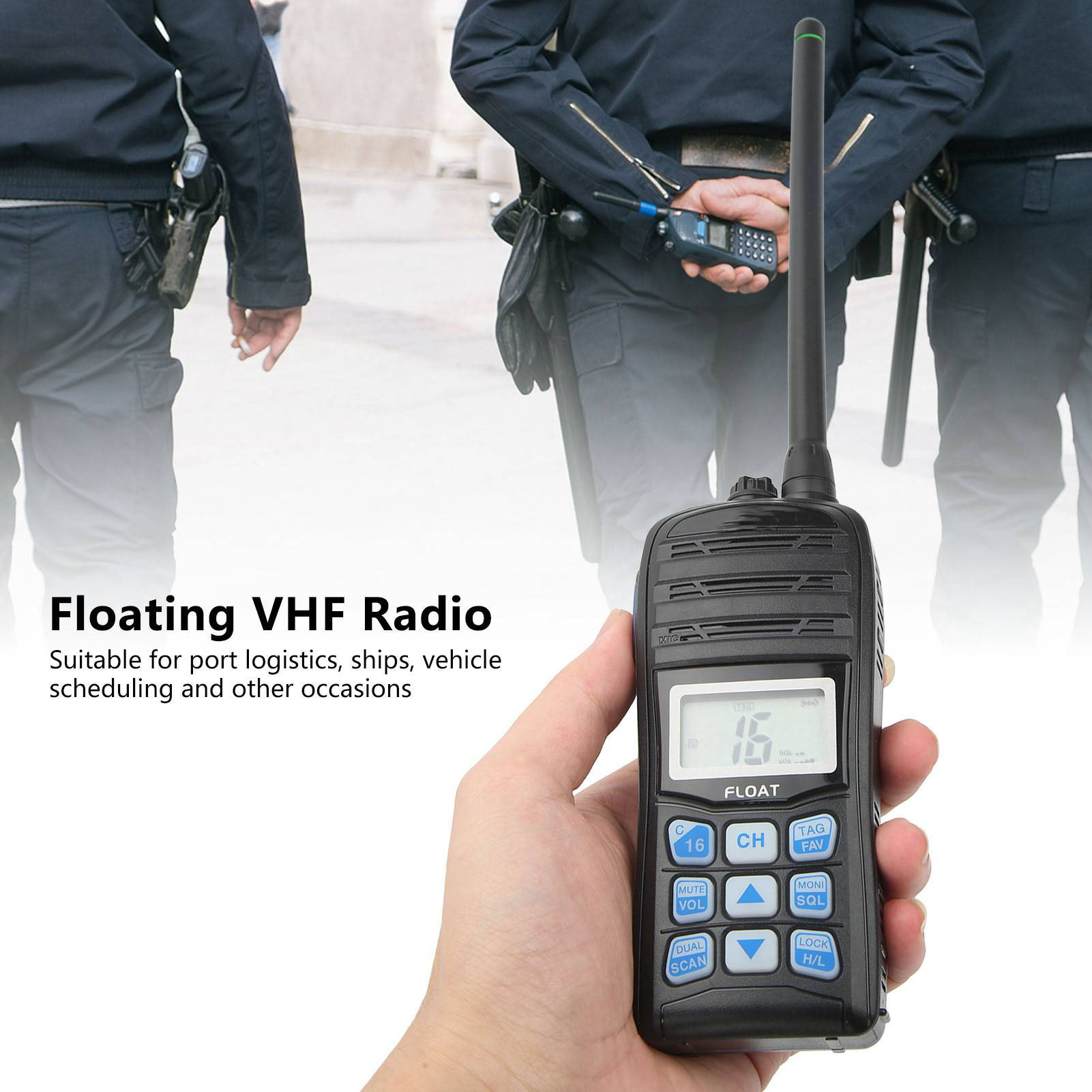 Marine Walkie Talkie Handheld IP67 Wodoodporny pływający nadajnik-odbiornik 5W VHF do CB - Zdjęcie 27 z 29
