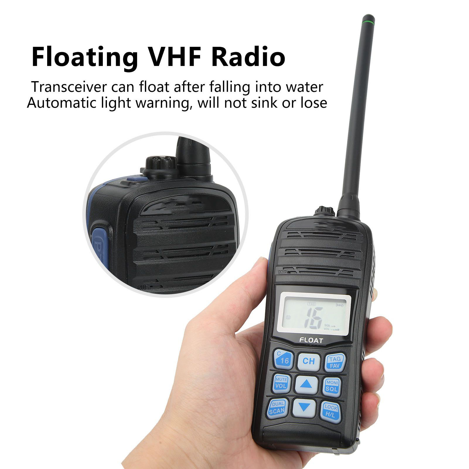 Marine Walkie Talkie Handheld IP67 Wodoodporny pływający nadajnik-odbiornik 5W VHF do CB - Zdjęcie 25 z 29
