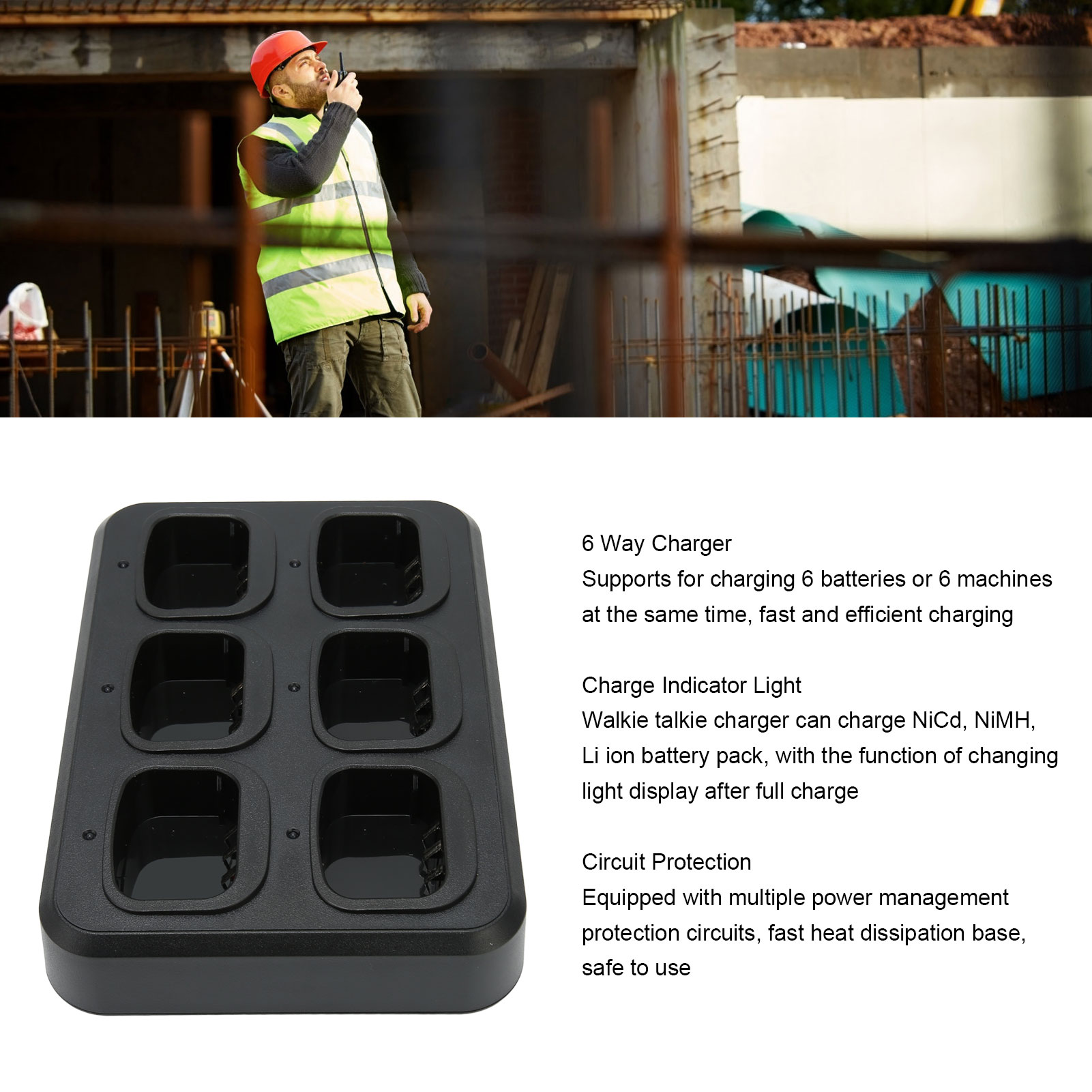 6 Way Walkie Talkie Charging Base Safe Fast Charging Multi Unit 2 Way Radio C FY - Zdjęcie 25 z 30