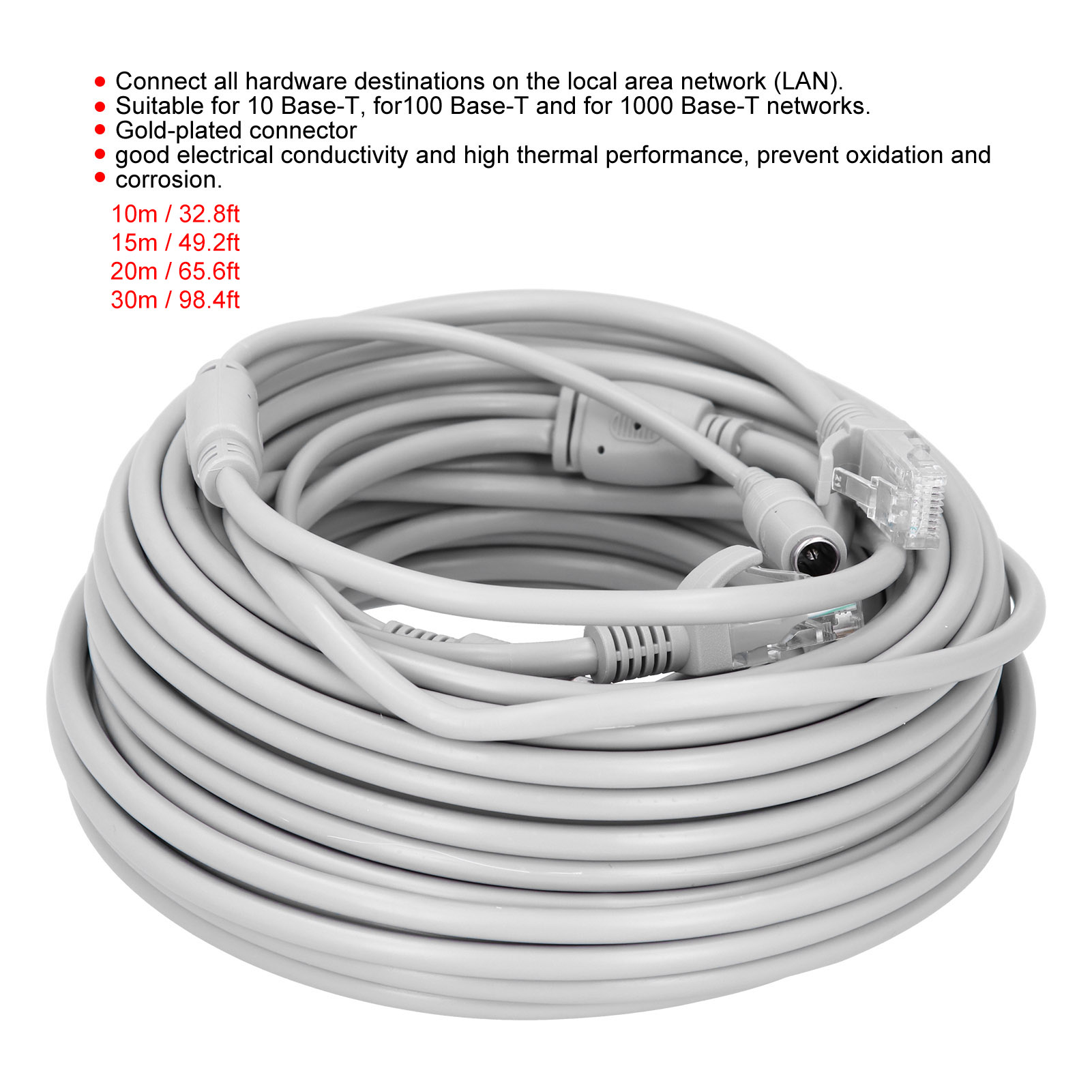 Portable Ethernet Cable 2-In-1 Power Supply Networks Cord For IP Camera NVR NEW - Afbeelding 15 van 21