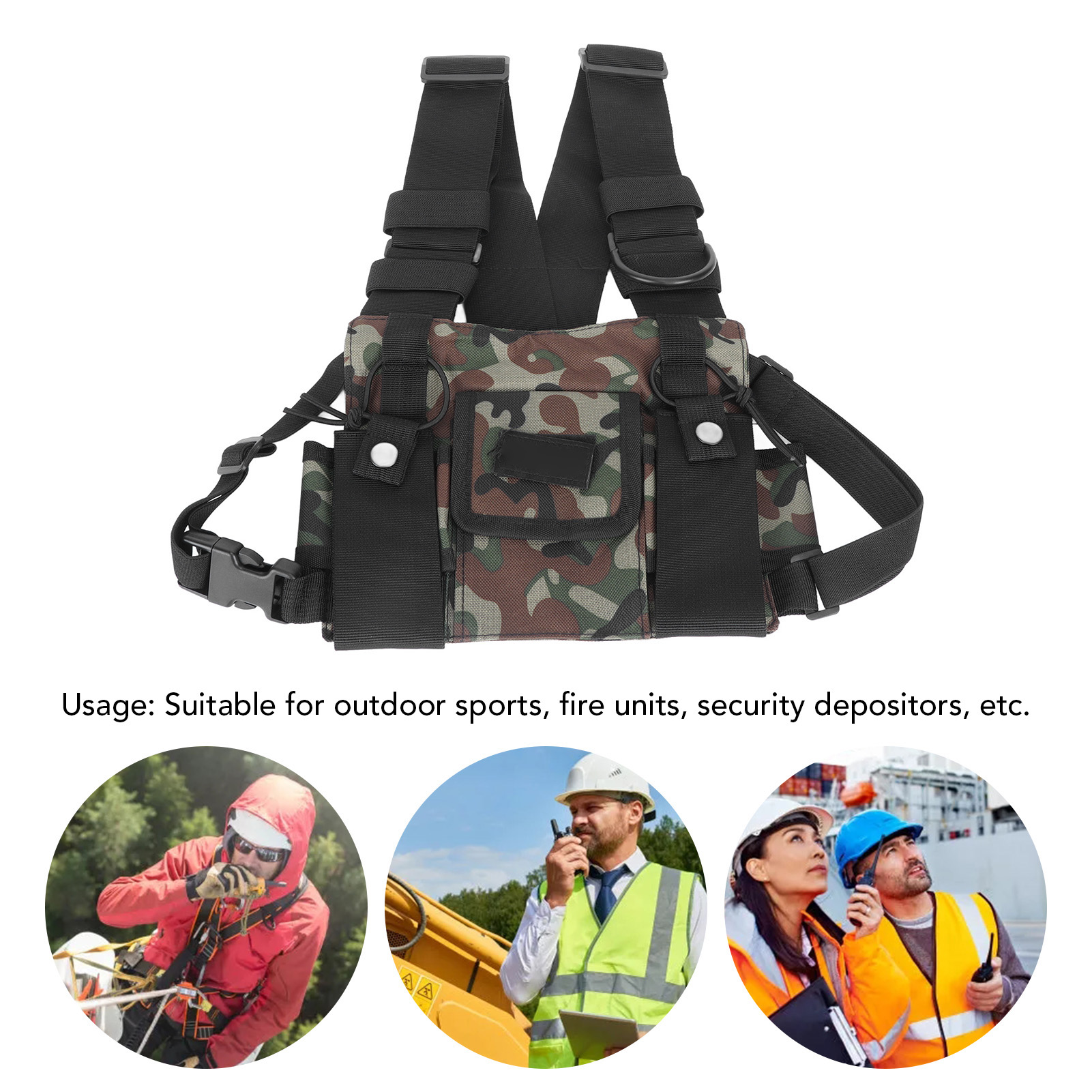 Radio Chest Harness 2 Pockets Oxford Cloth Adjustable Vest Rig Universal For DB - Zdjęcie 17 z 18
