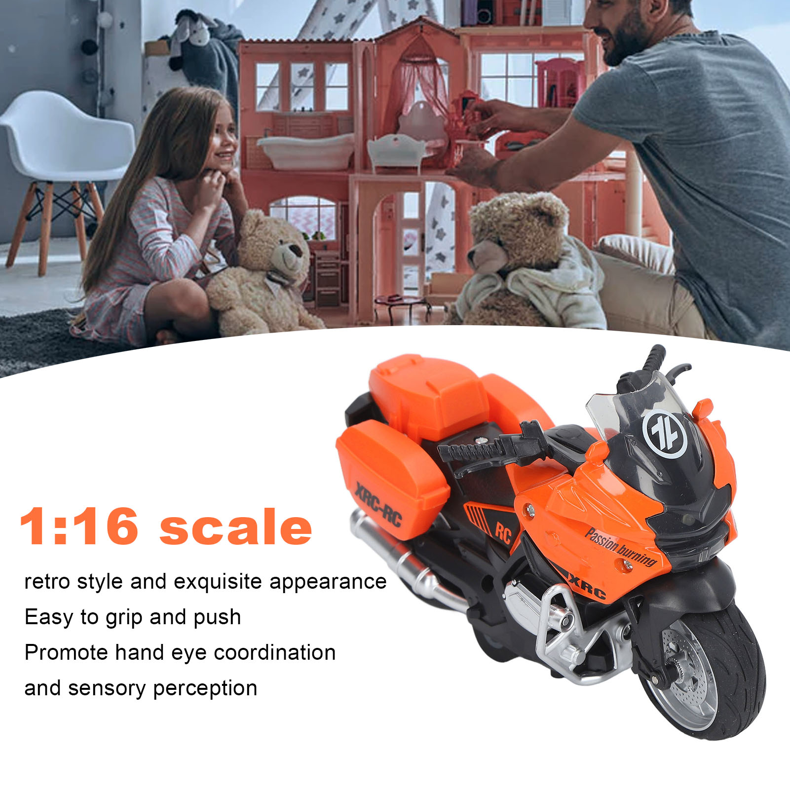 ZZ1 1:16 Scale Motorcycle Toy Alloy Sound Light Educational Portable Motorcycle - Picture 16 of 18