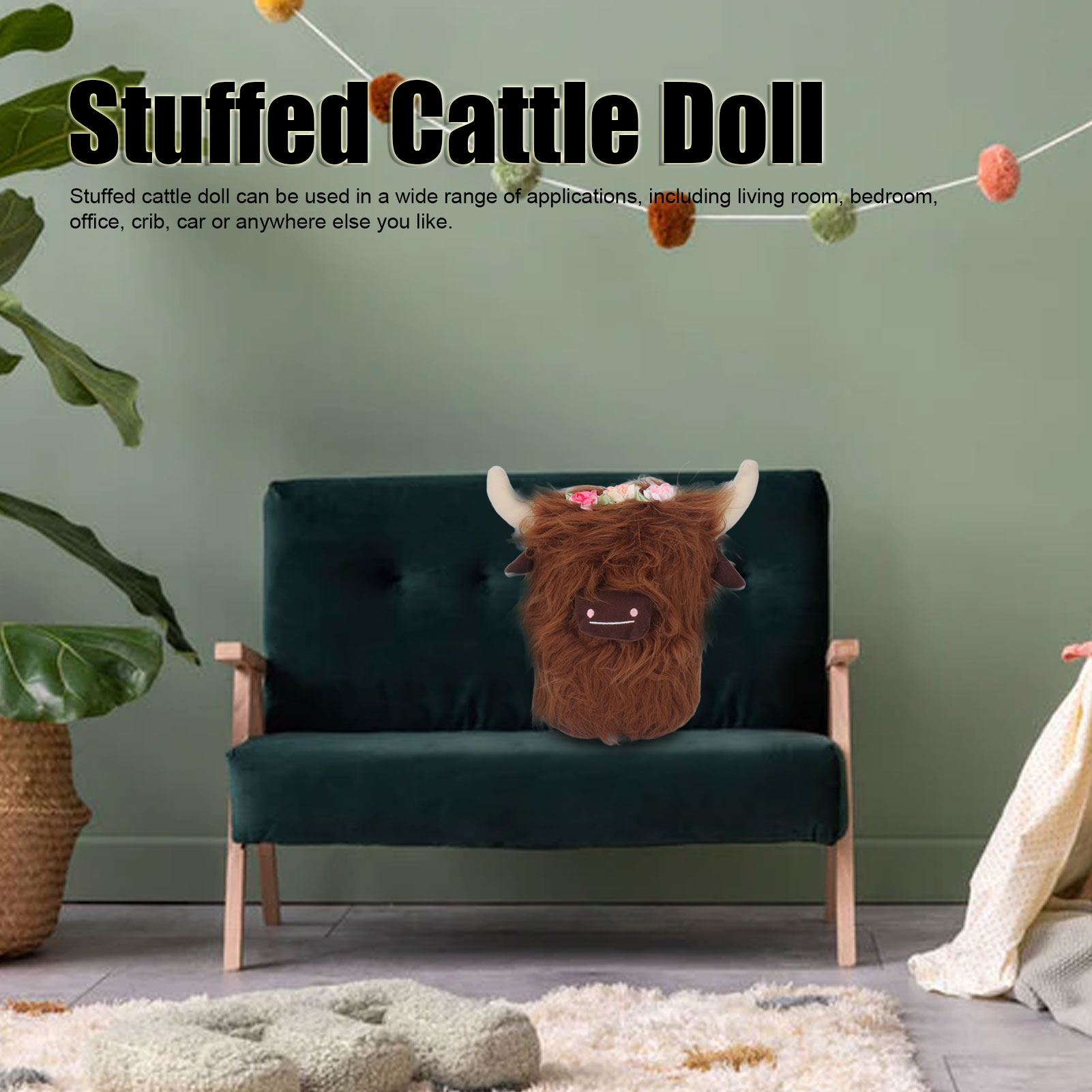 Highland Cow Plush Doll Simulation Soft Stuffed Faceless Cattle Toy For Home - Picture 27 of 29