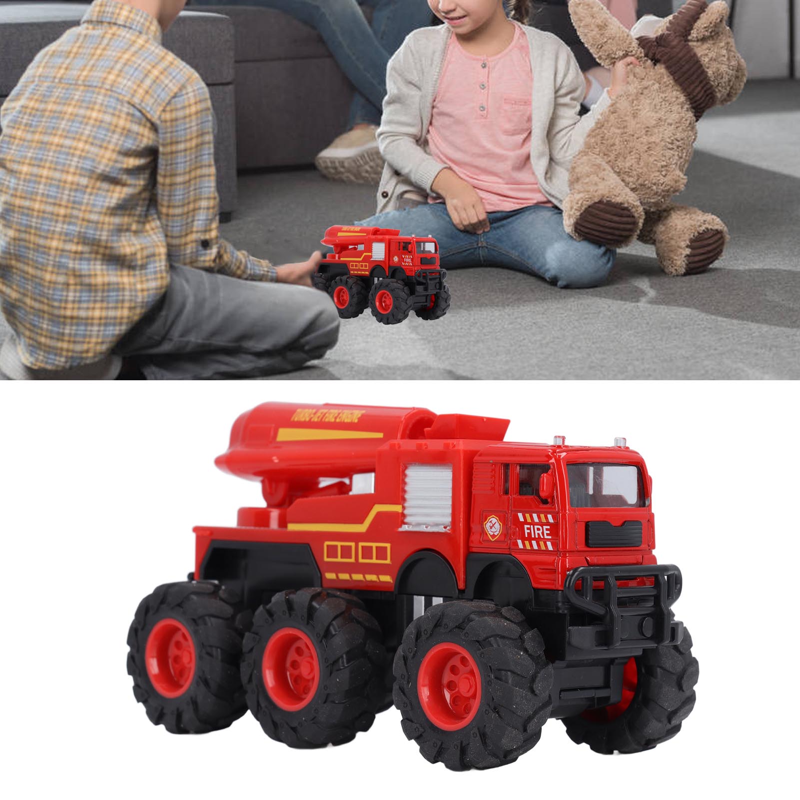 1:16 Scale Diecast Fire Truck Alloy Big 6 Wheel Drive Fire Engine Model - Picture 17 of 18