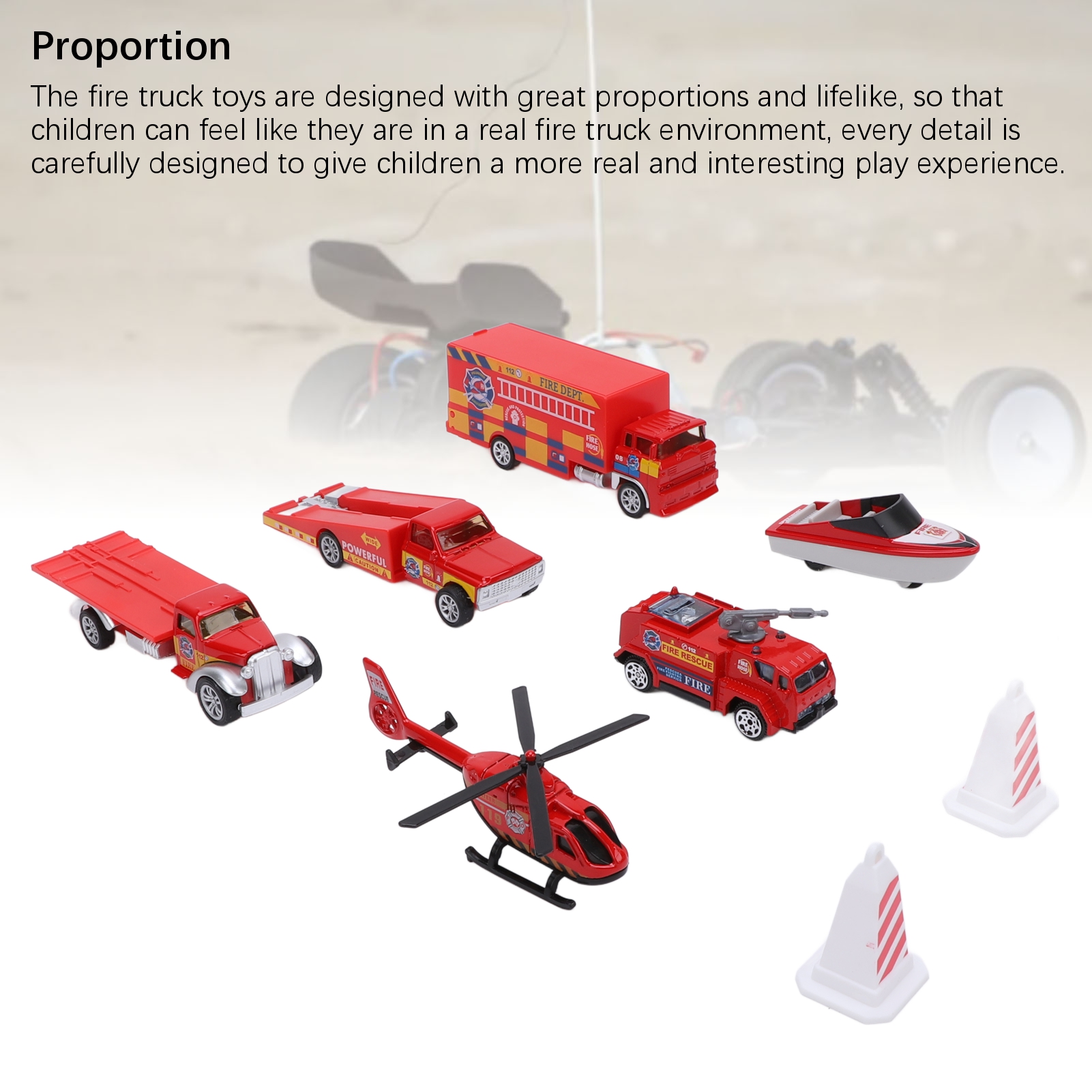 6pcs Fire Car Toy Set Firetruck Vehicle Airplane Boat Ornaments Playset - Picture 30 of 30