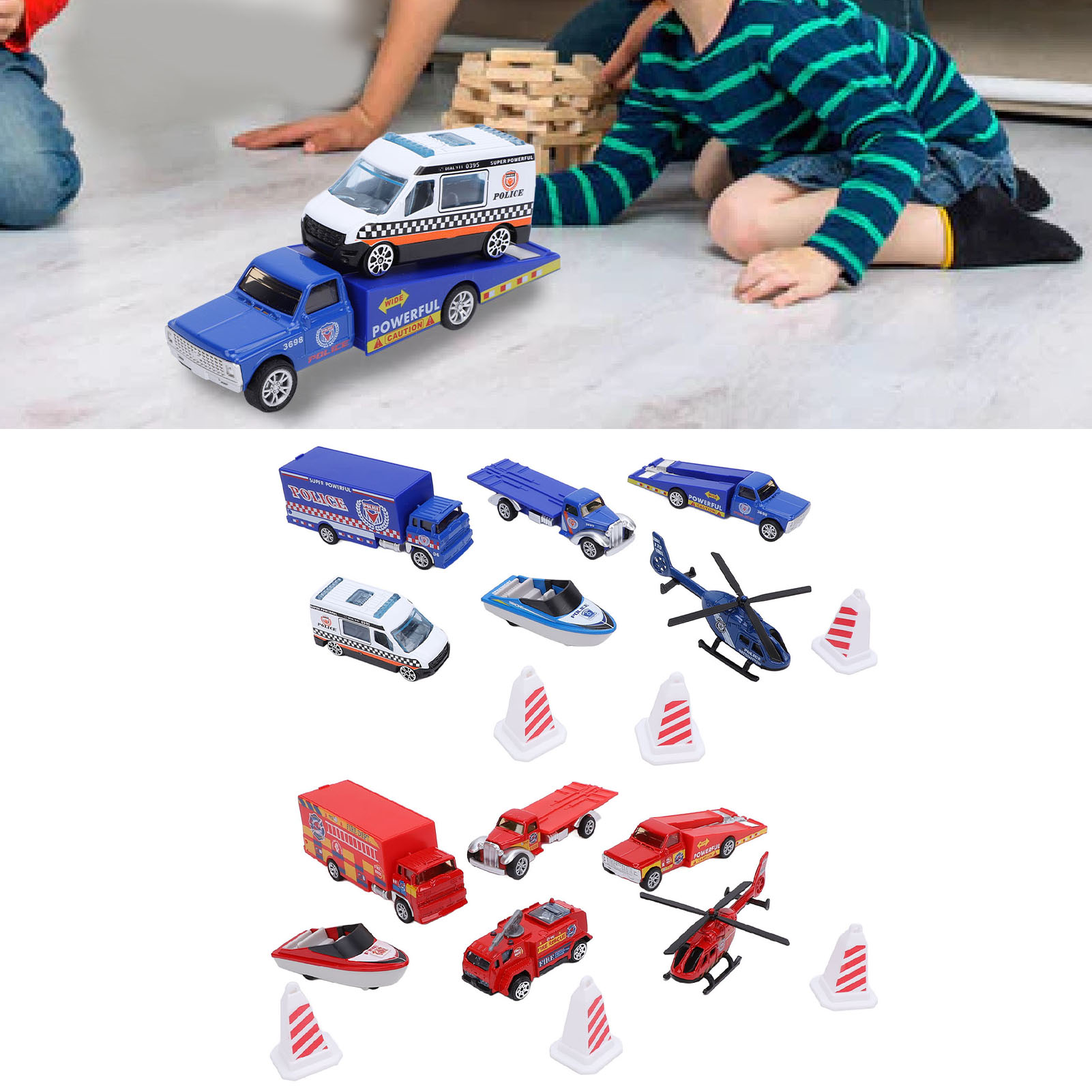 6pcs Fire Car Toy Set Alloy Firetruck Vehicle Airplane Boat Ornaments Playset - Picture 26 of 30