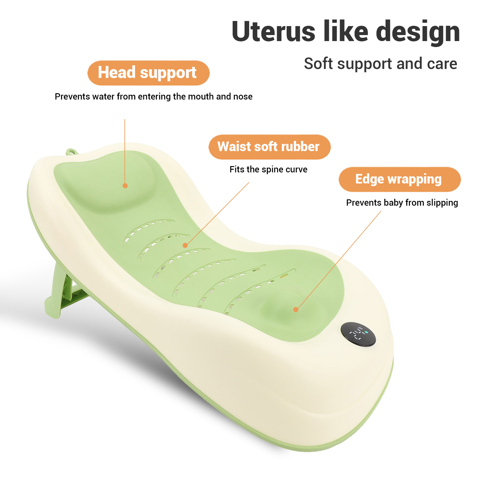 Baby Bath Support Bathtub With Thermometer Sink Baby Kids Bath Tub Support - Picture 13 of 21