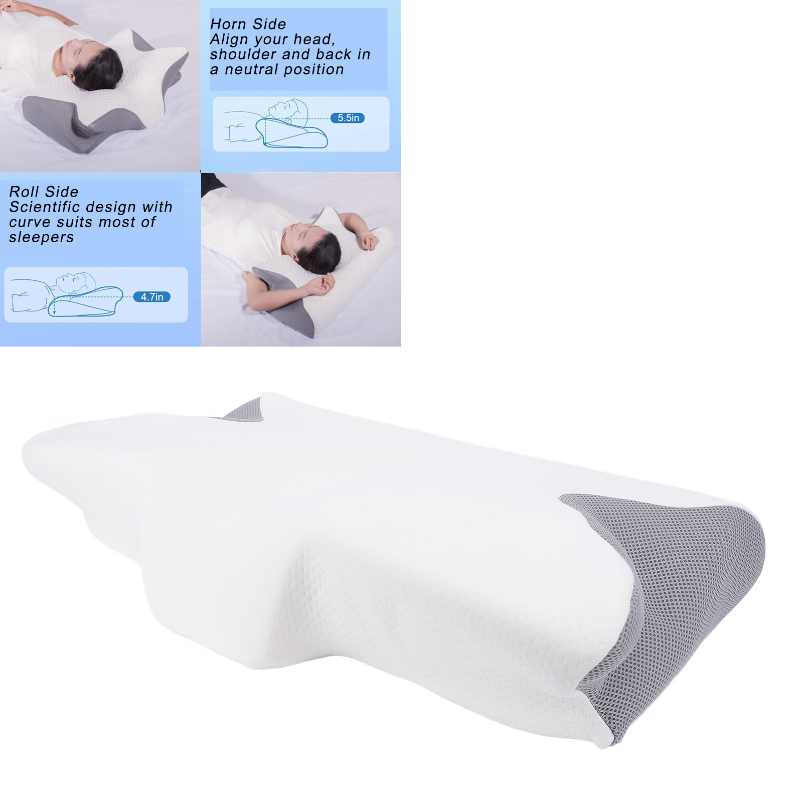 Almohada de espuma viscoelástica para el cuello para dormir rebote lento cubierta extraíble suministros nuevo - Imagen 24 de 28