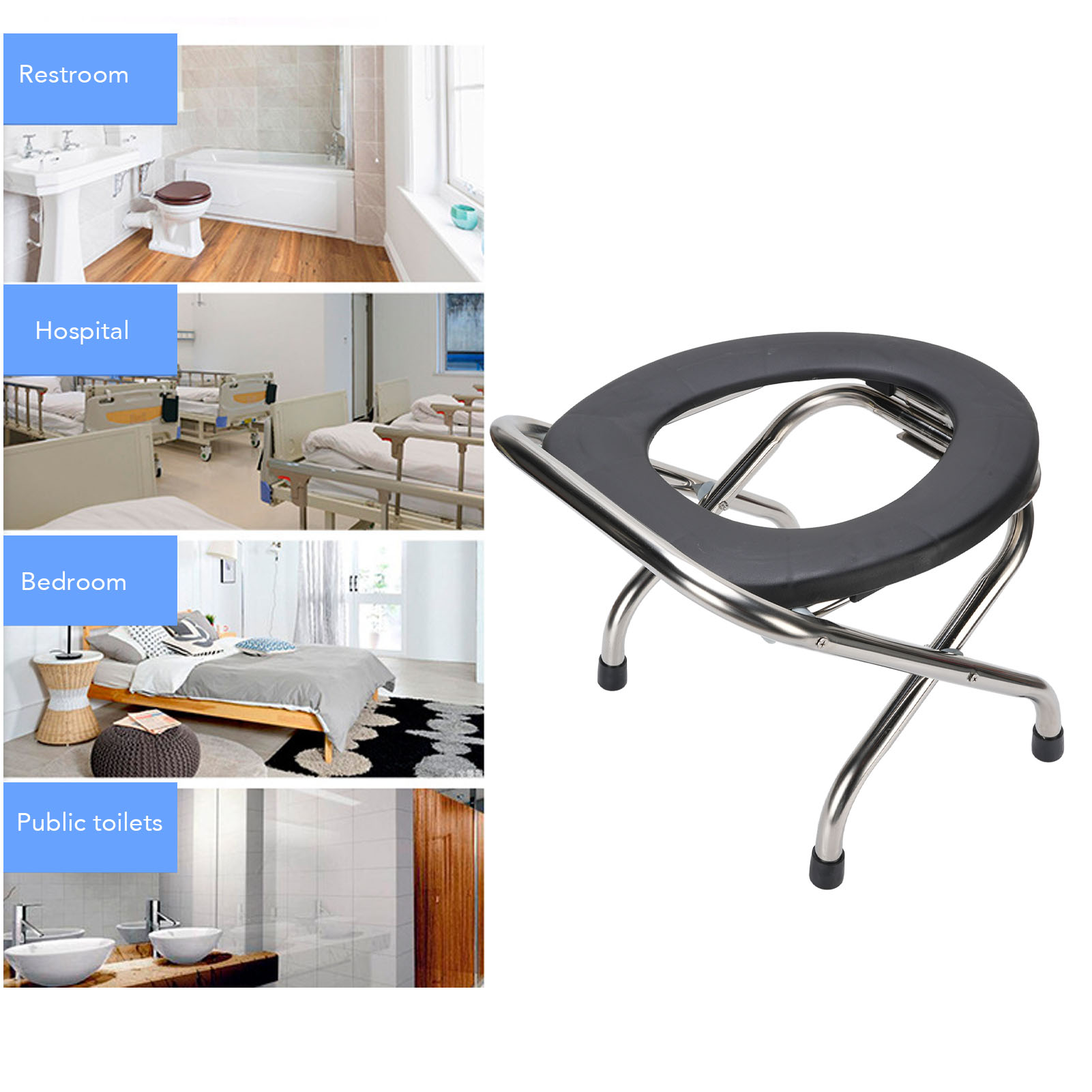 Folding Toilet Chair Portable Commode Chair Commode Toilet For Adults New - Picture 31 of 33