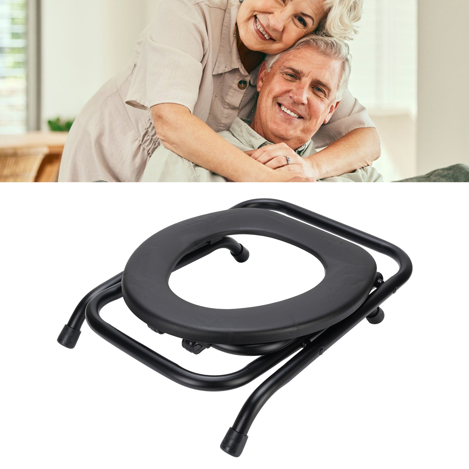 Folding Commode Toilet Chair Iron Ergonomic Commode For Adults Travel New - Picture 30 of 30