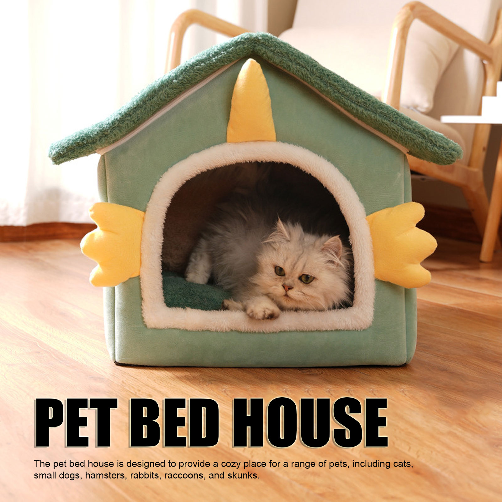 Pet Bed House Soft Warm Cat Bed Cave Detachable Cozy Dog House For Hamsters - Photo 18/18