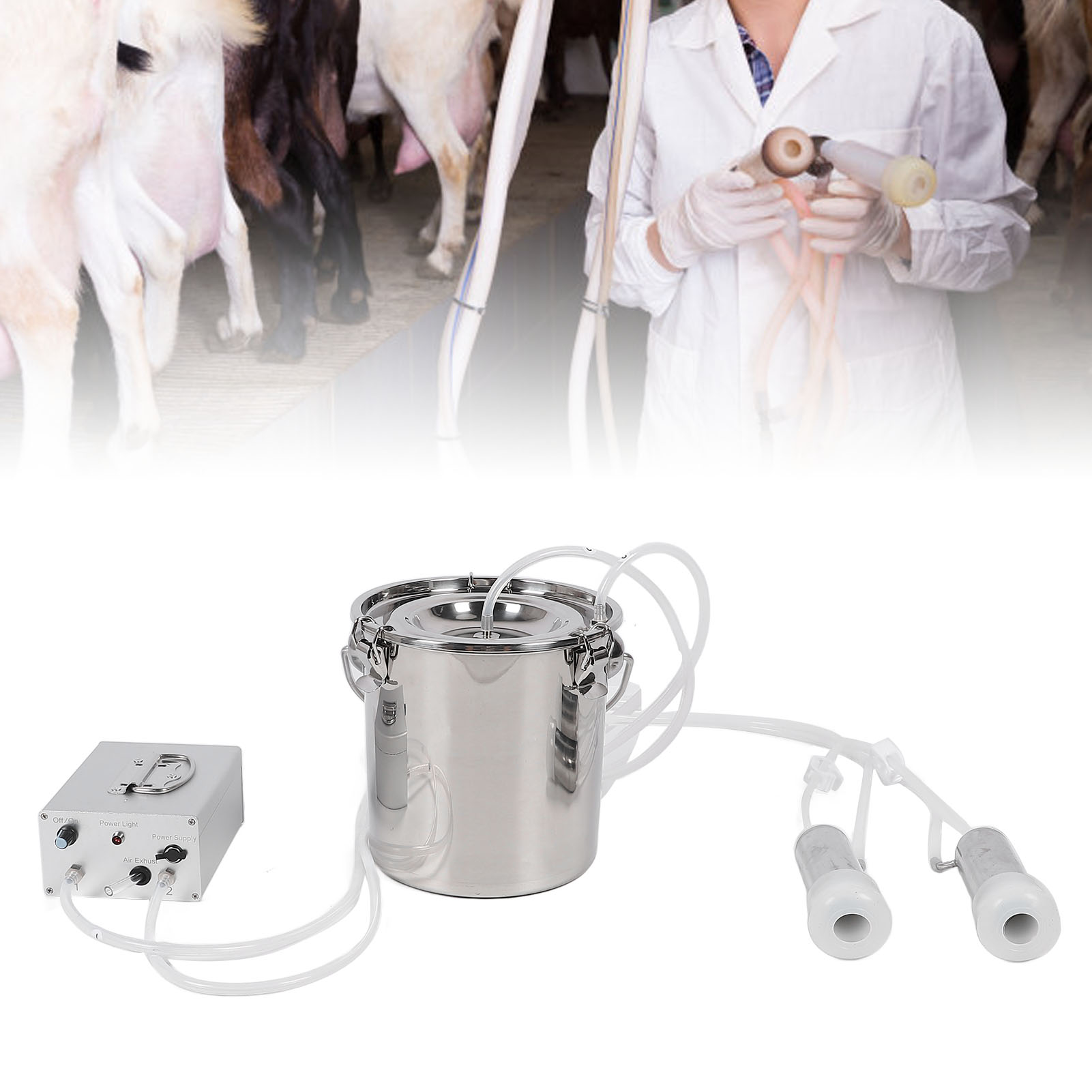 Electric Milking Machine 7L Automatic Pulsation Vacuum Milker For Goat Cow - Picture 24 of 28