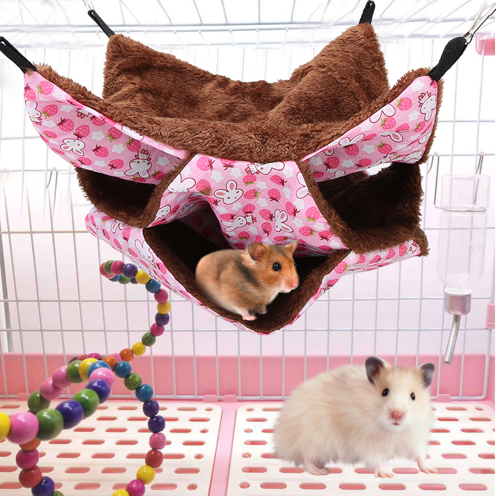 Three Layer Small Pet Warm Hammock Hanging Bed Sleeping Bag For Hamster Sugar