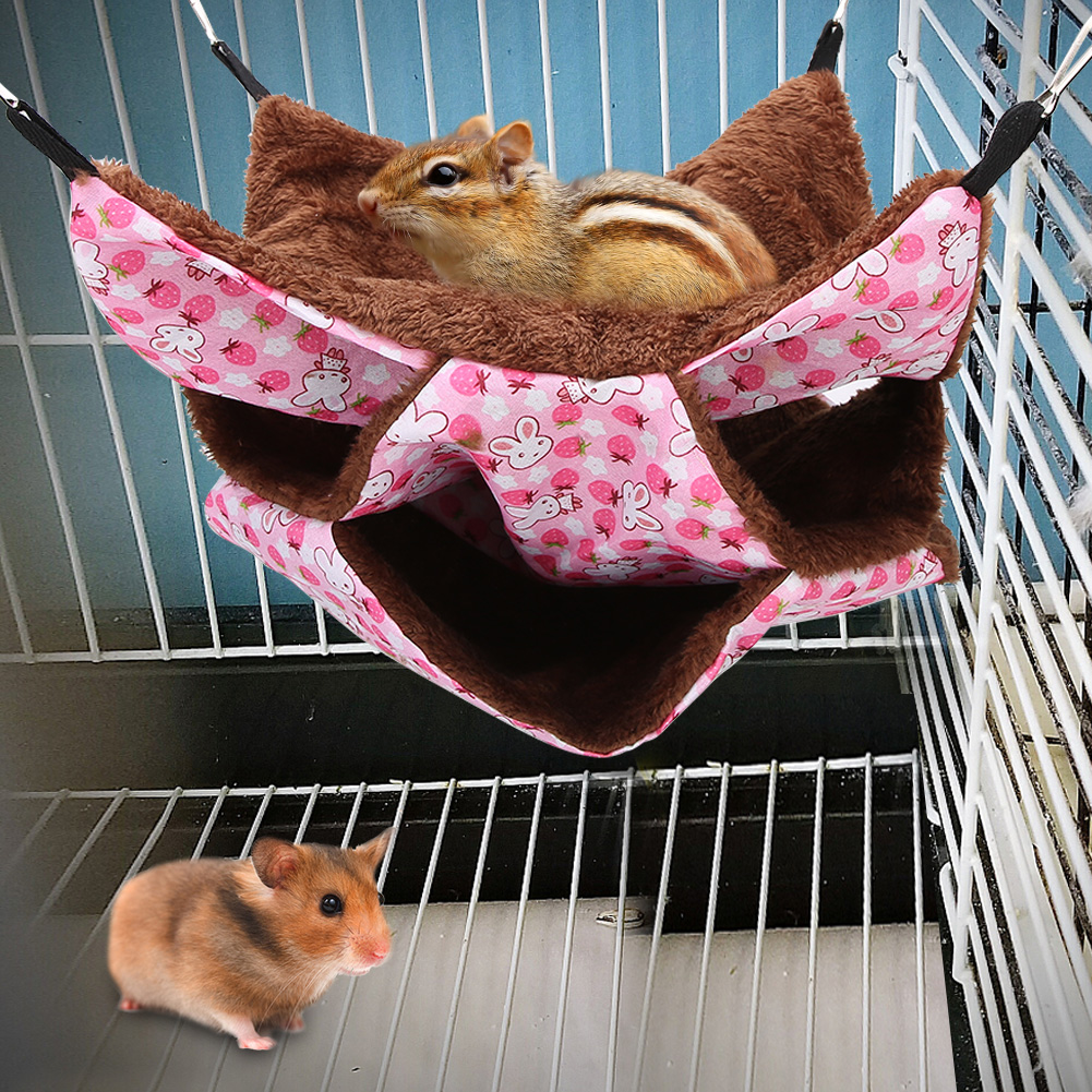 Three Layer Small Pet Warm Hammock Hanging Bed Sleeping Bag For Hamster Sugar