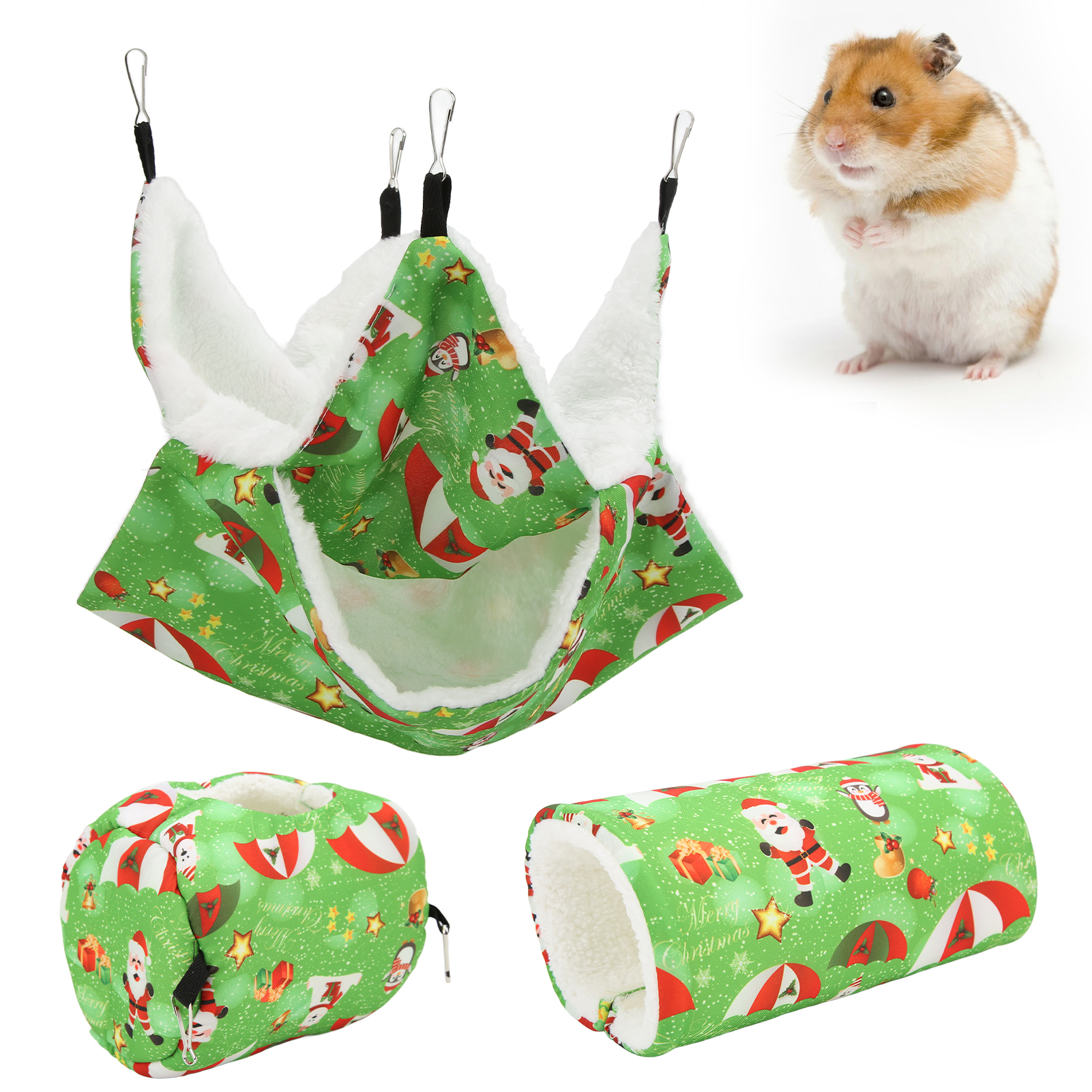 3pcs Guinea Pig Cage Hammock Set Hanging Tunnel Hammock for Rat Ferret Small Cat