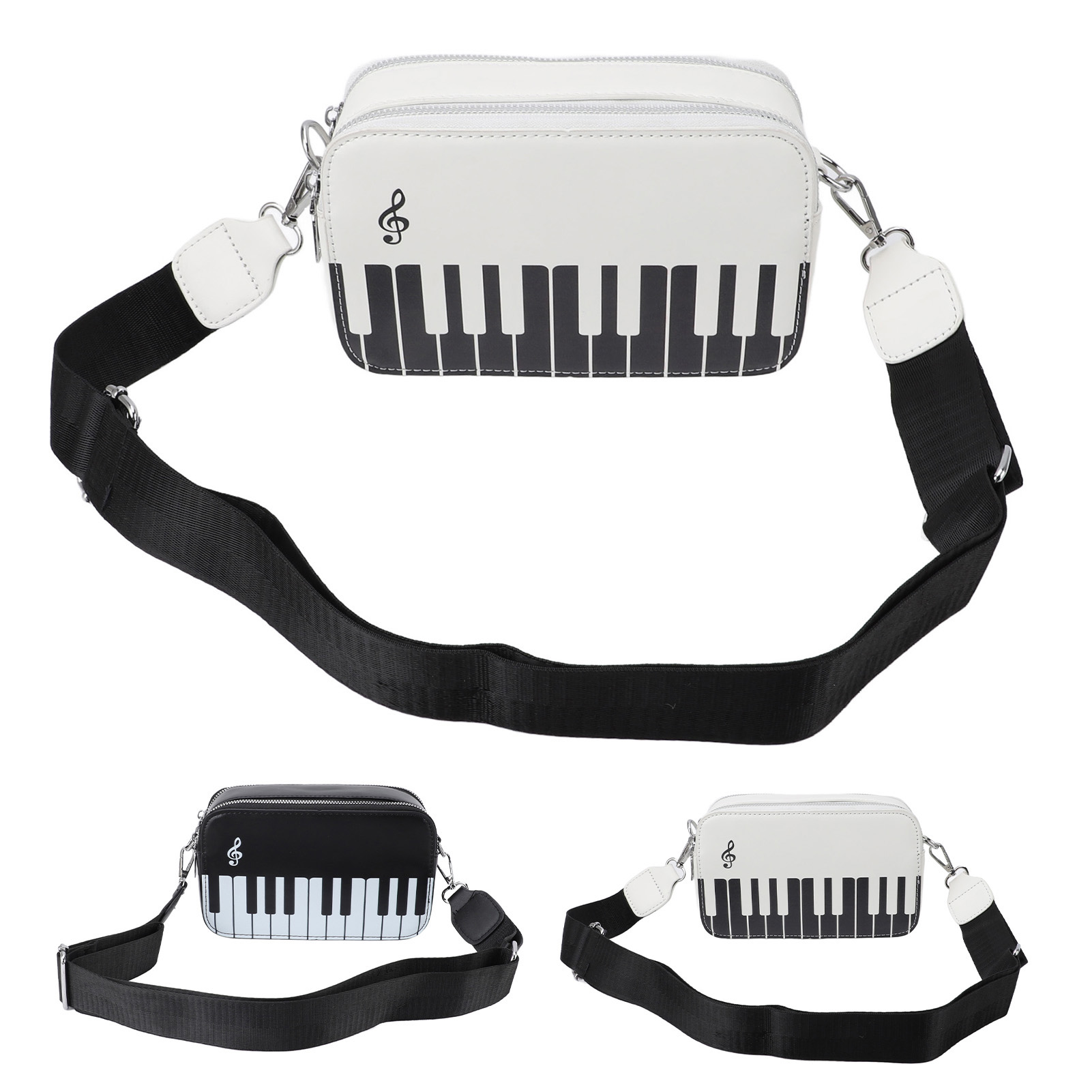 Mujeres Bolso de Hombro Diseño de Piano Moda Cuero PU Cartera de Hombro con Kit - Imagen 30 de 30
