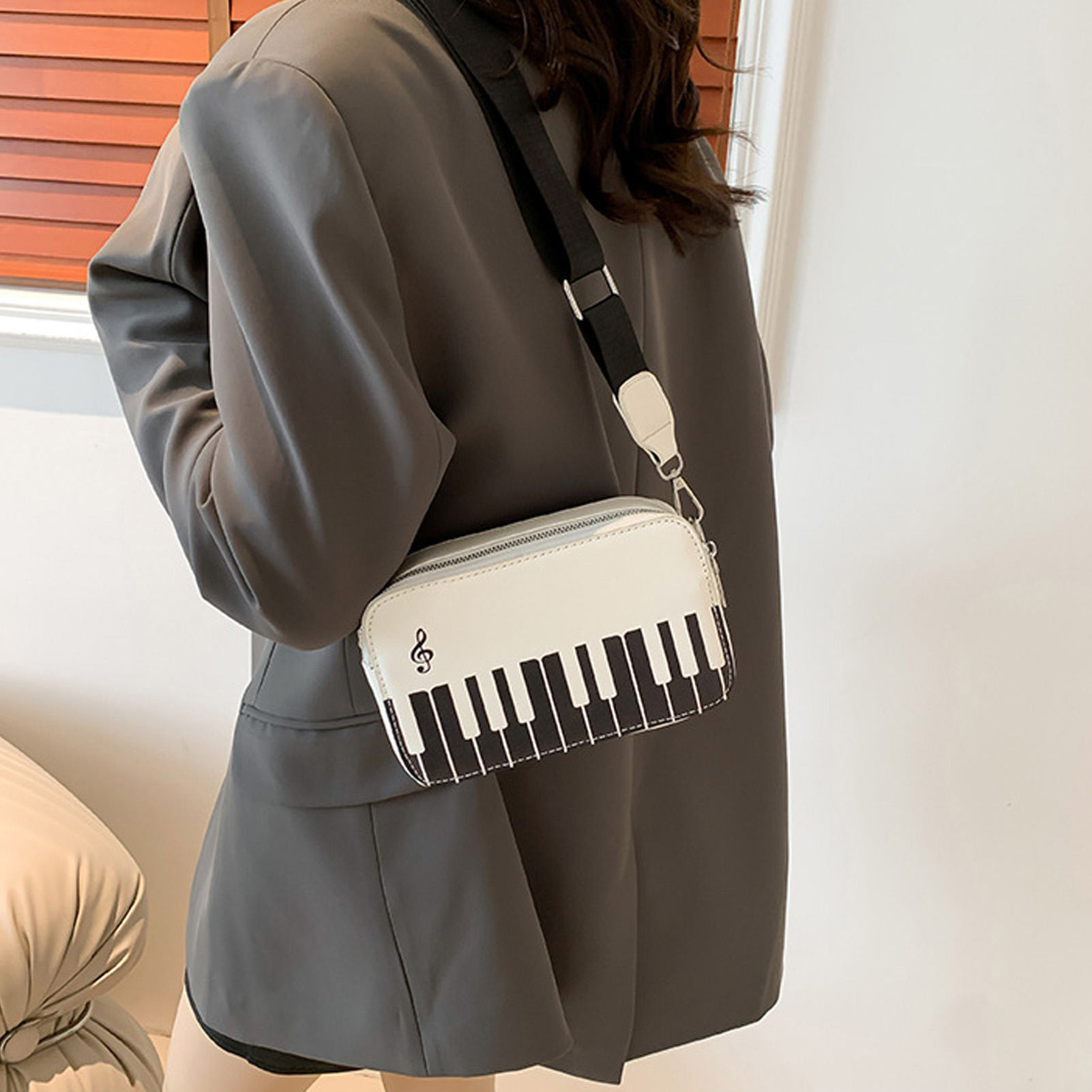 Mujeres Bolso de Hombro Diseño de Piano Moda Cuero PU Cartera de Hombro con Kit - Imagen 26 de 30
