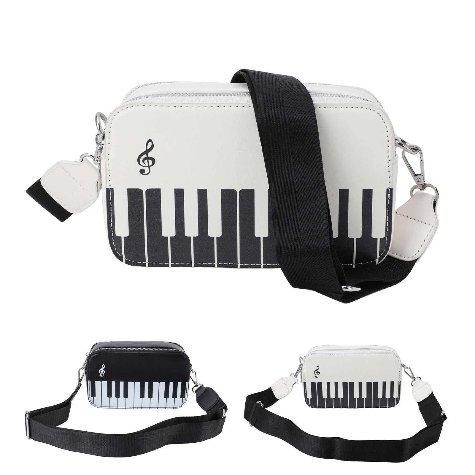 Mujeres Bolso de Hombro Diseño de Piano Moda Cuero PU Cartera de Hombro con Kit - Imagen 29 de 30