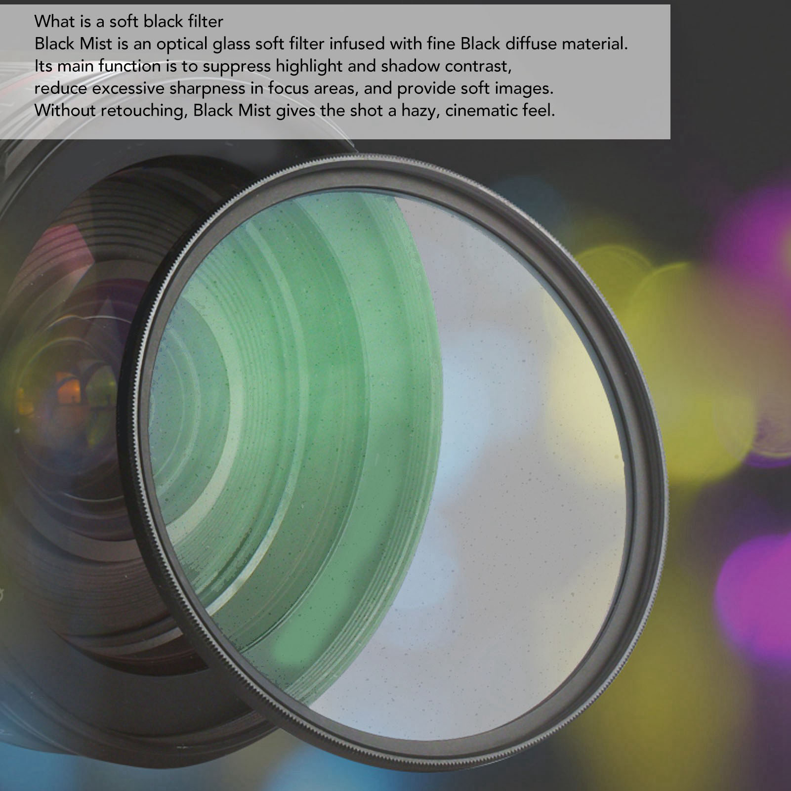 Lightdow 1/8 Camera Black Mist Filter Soft Focus Optical Glass Camera Filter BEA - Picture 17 of 30