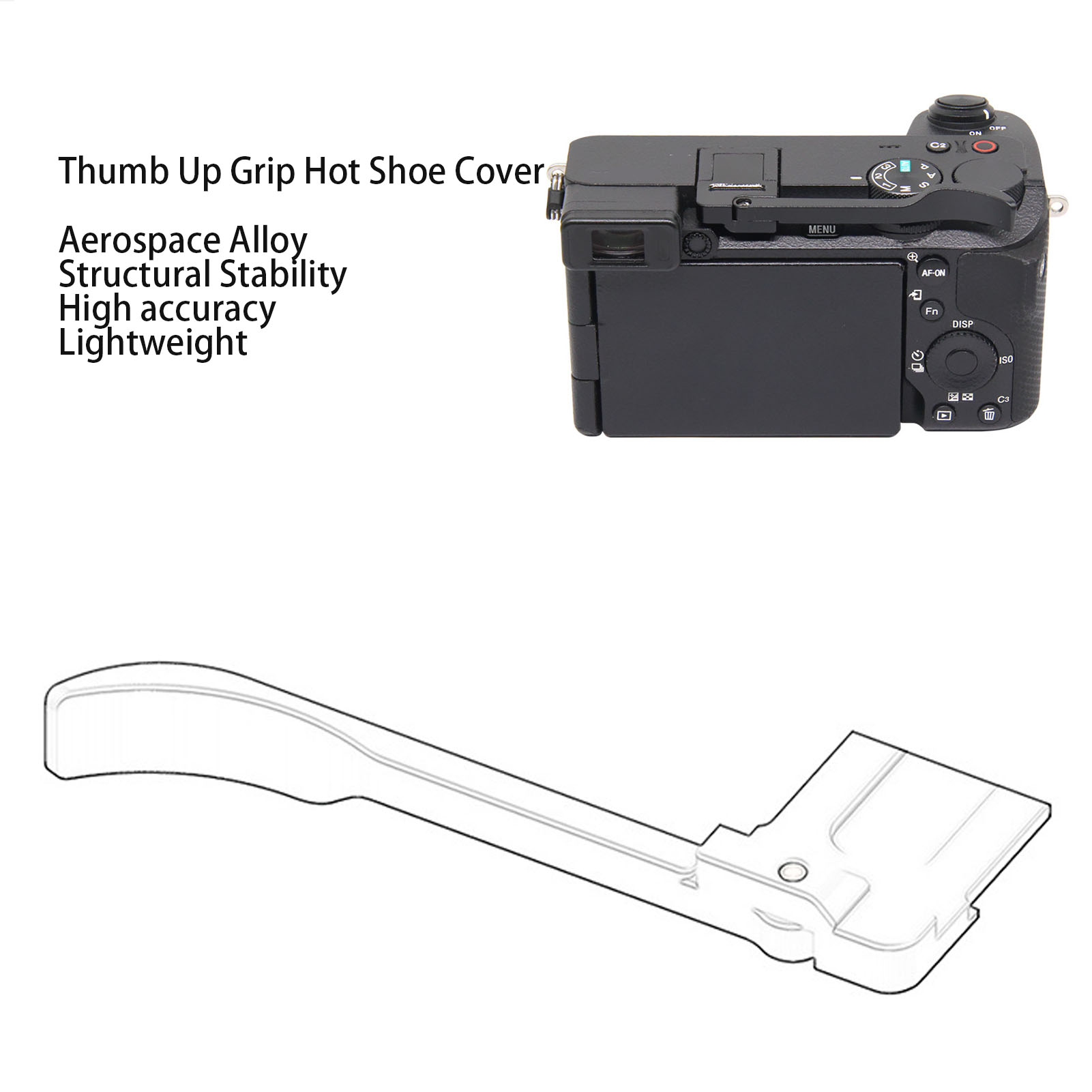 Hot Shoe Thumb Up Rest Hand Grip For A6700 Camera Ergonomic Design CB - Afbeelding 27 van 31