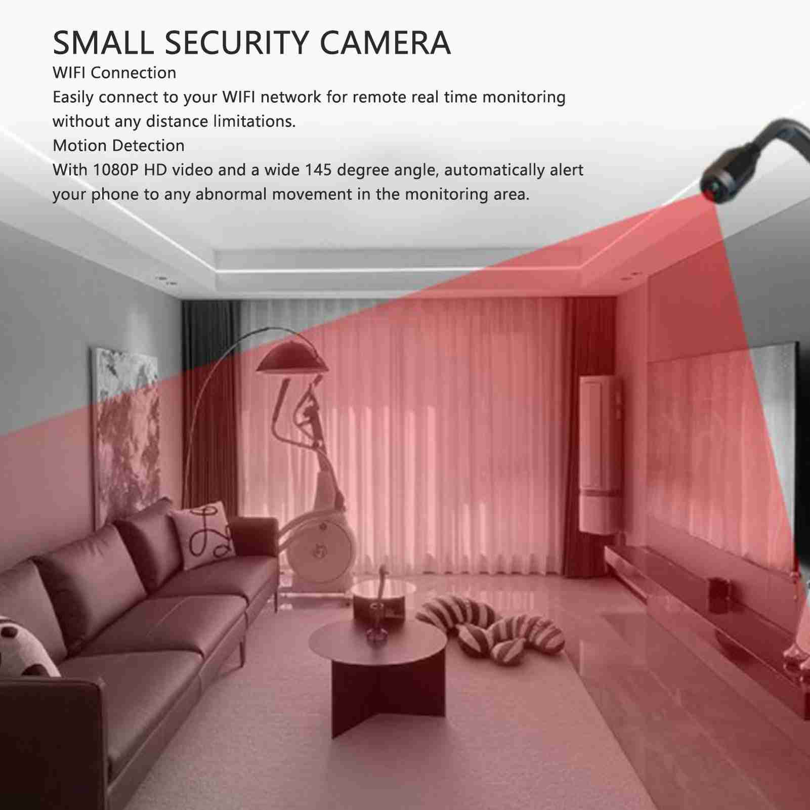 Small Security Camera 1080P HD 145° Wide Angle Motion Detection Loop Recordi NEW - Afbeelding 19 van 21
