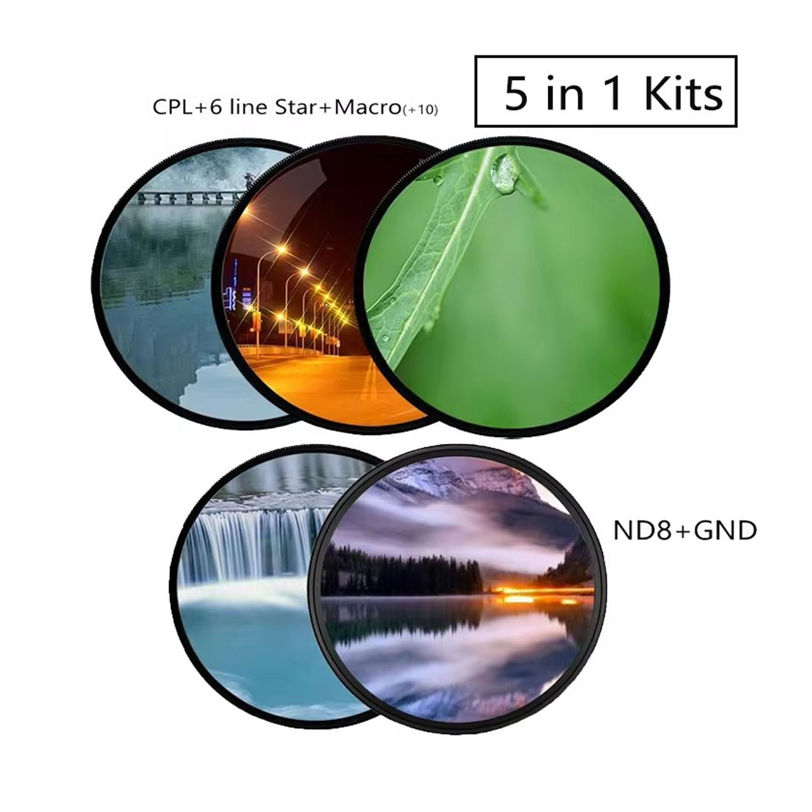 Camera Lens Filter Kit With CPL ND8 Filter 6 Points Star Filter Graduated Gray F - Picture 21 of 33
