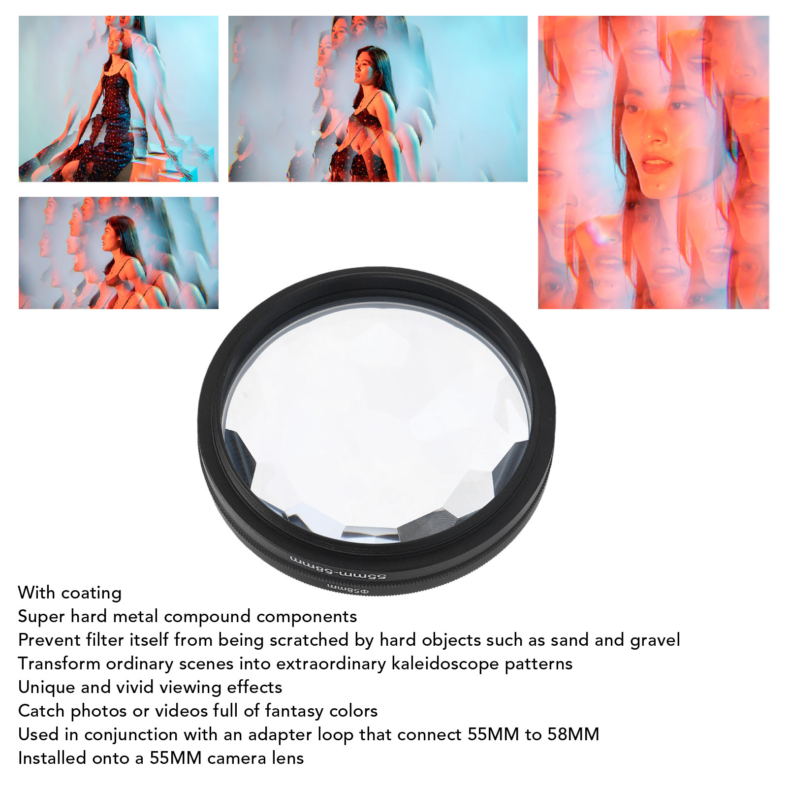 Kaleidoscope Filter 58mm Glass Prism Special Effects For Film