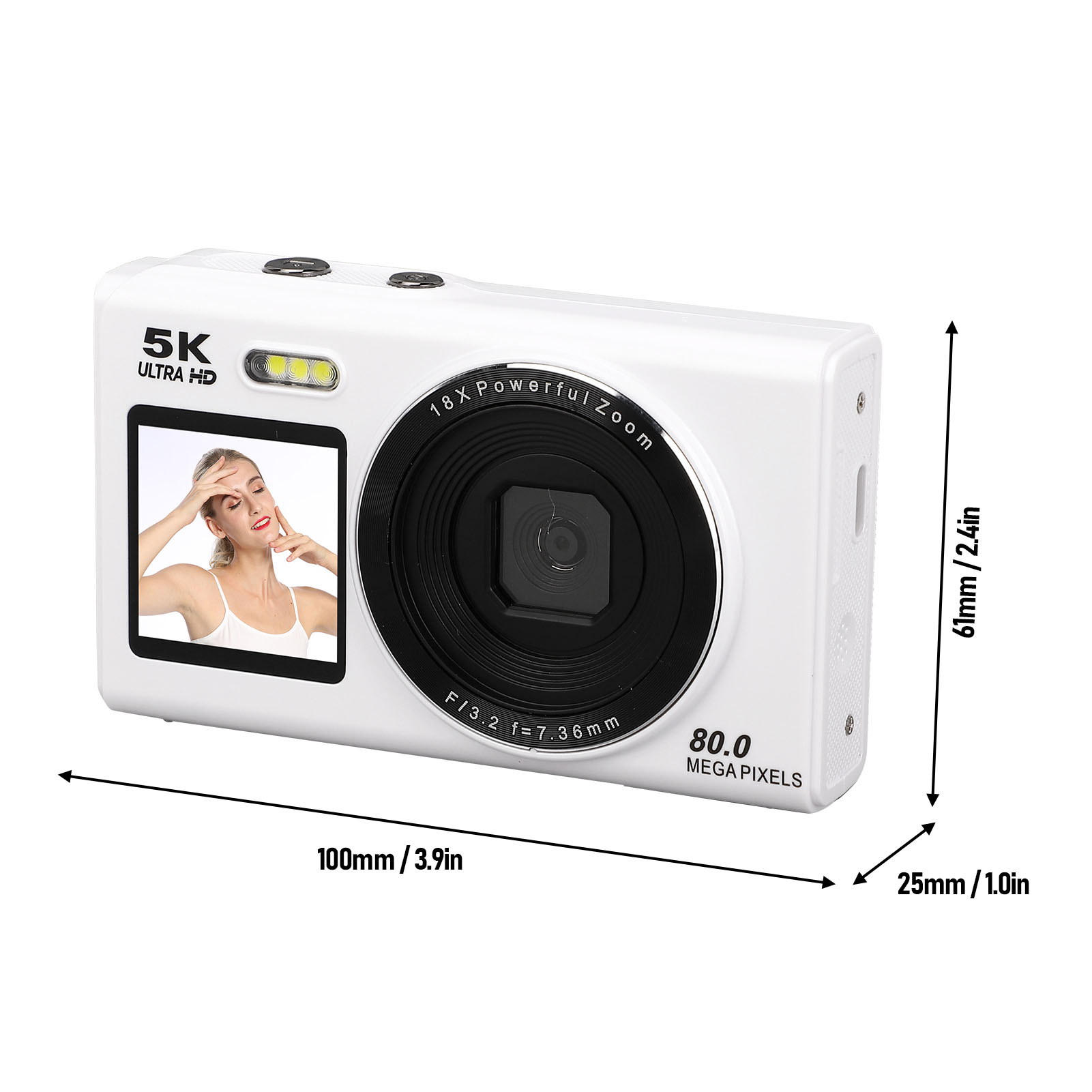 Digital Camera 5K 80MP Double Screen Autofocus 18x Zoom WiFi Camera With Flash - Picture 30 of 33