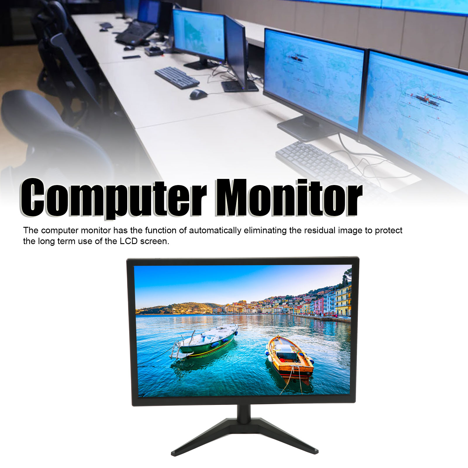 19in Computer Monitor LCD VGA DC HD Multimedia Interface Desktop Display For FY - Afbeelding 24 van 31