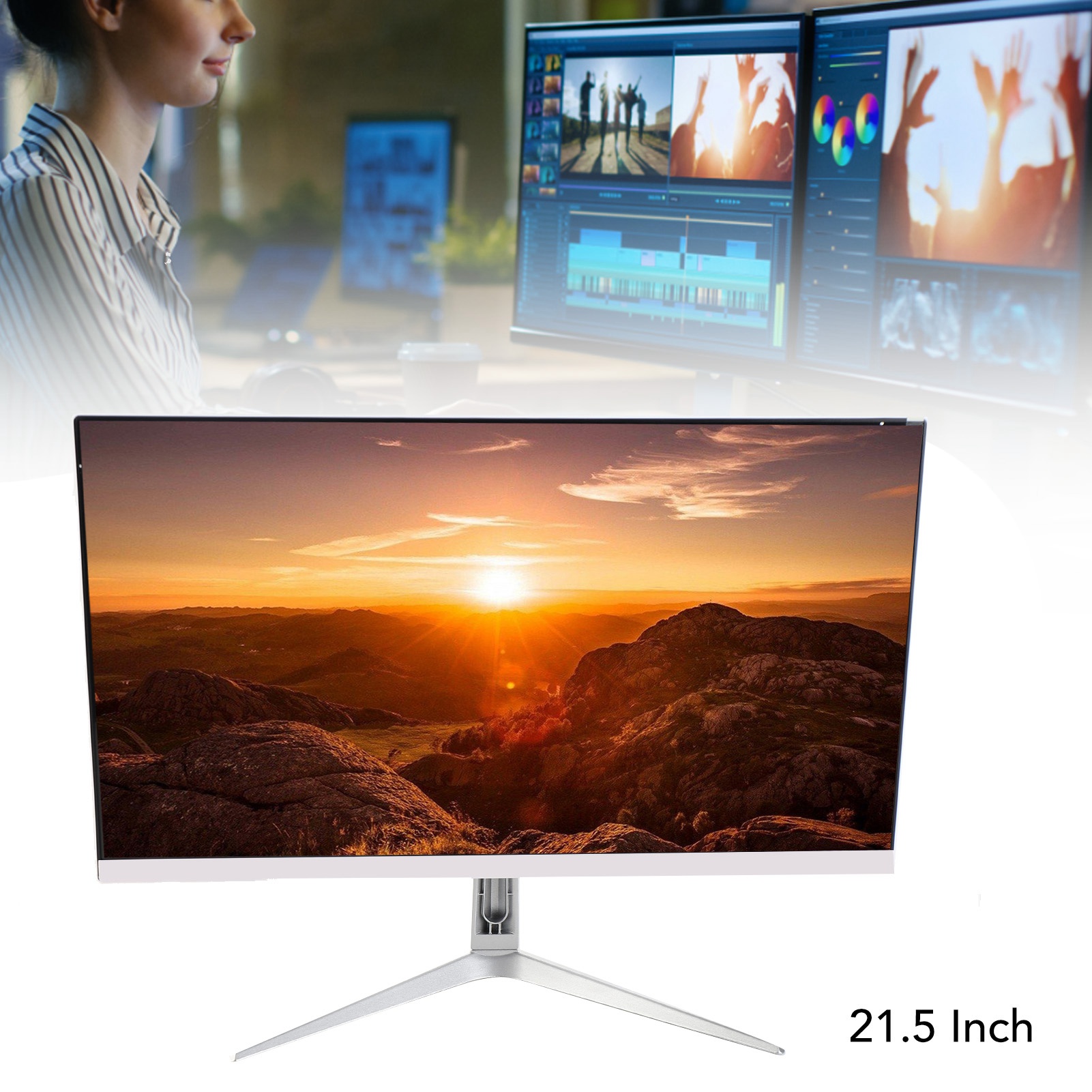 21.5in Monitor 16:10 75Hz 1920x1080 Ultra Slim HD VGA DC Port Desktop Monitor DB - Afbeelding 17 van 21