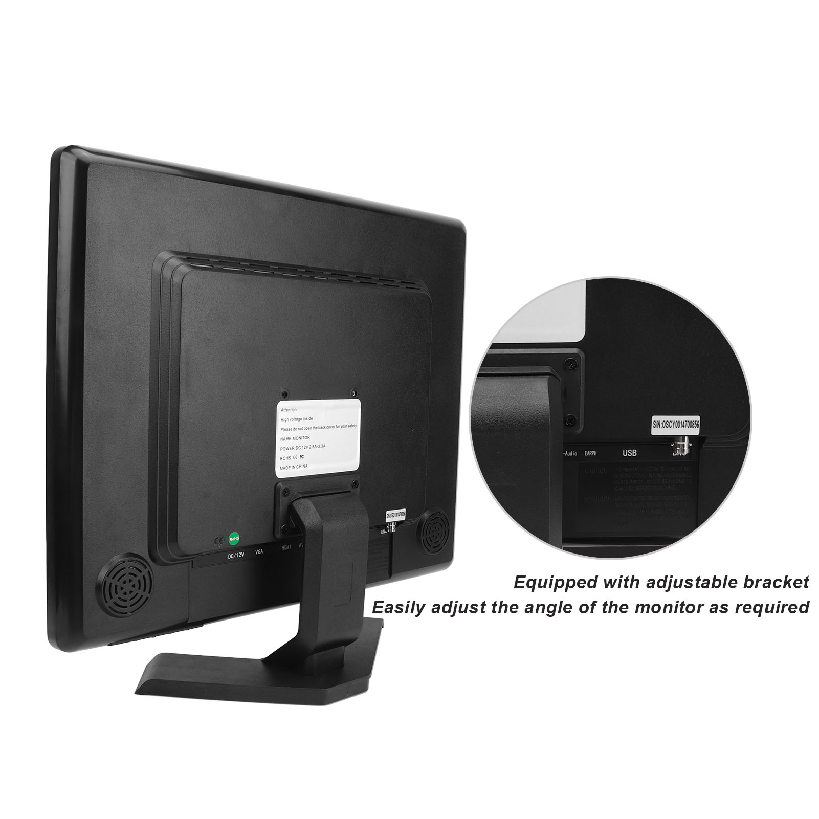 19in TFT LCD Monitor With VGA HD Multimedia AV BNC USB DC Input Portable HD NEW - Afbeelding 16 van 18