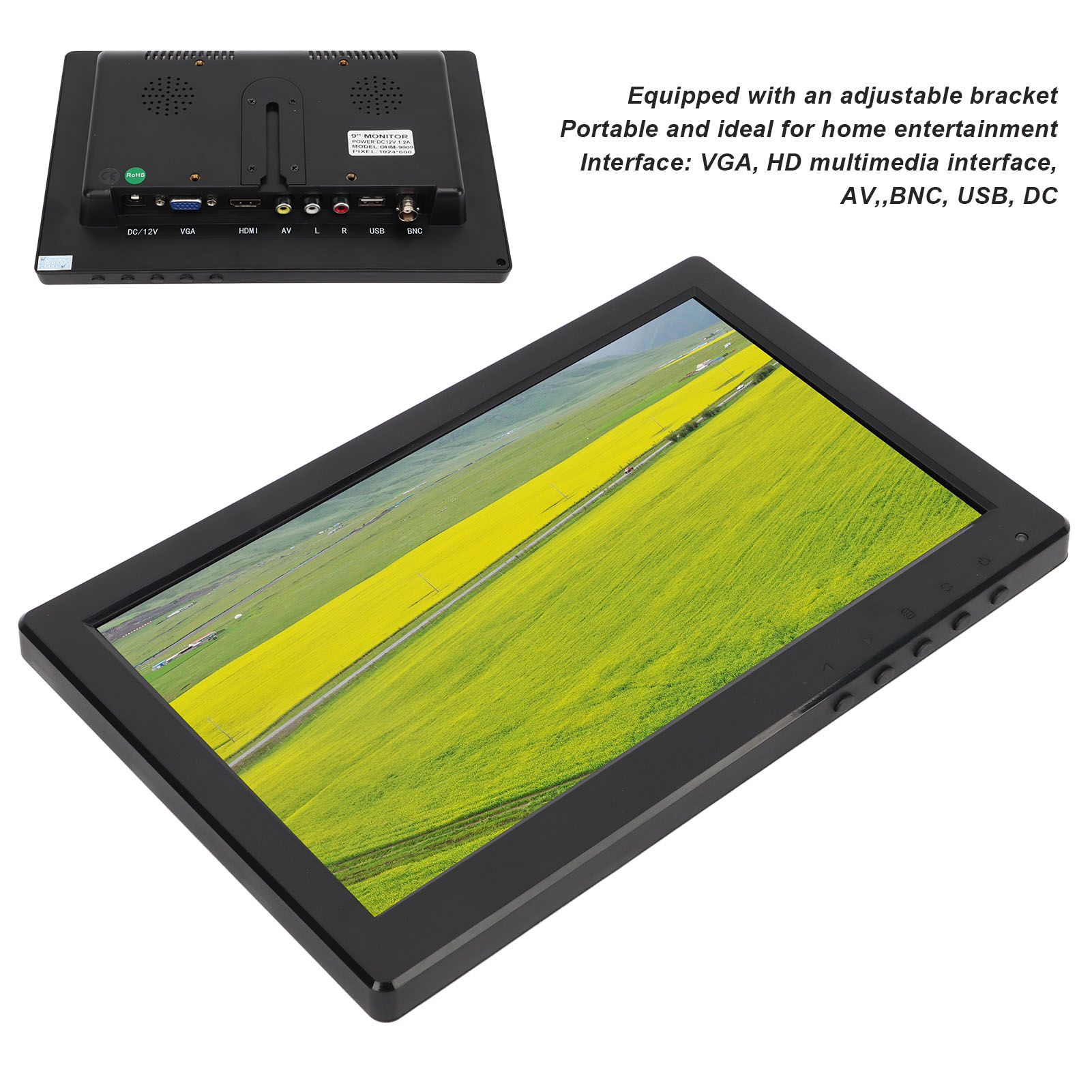 9in TFT LCD Computer Monitor With Multi Input Interface Speaker HD Color Gami CB - Afbeelding 28 van 30