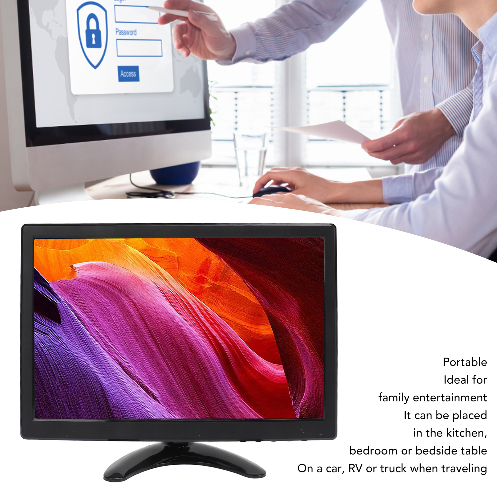 12in TFT LCD Monitor With VGA HD Multimedia AV BNC USB DC Input Portable HD NEW - Afbeelding 13 van 21