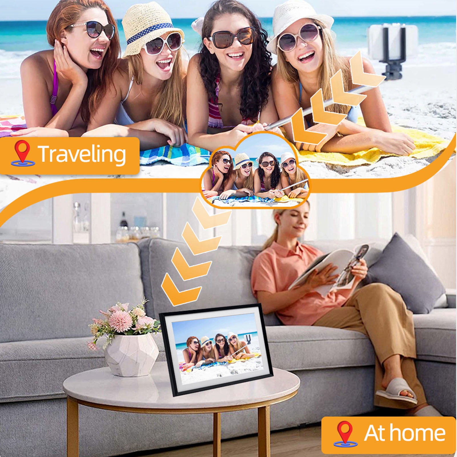 Digital Picture Frame LED Colorful Lights 10.1in HD 1280x800 Touch Screen Au BEA - Picture 18 of 24
