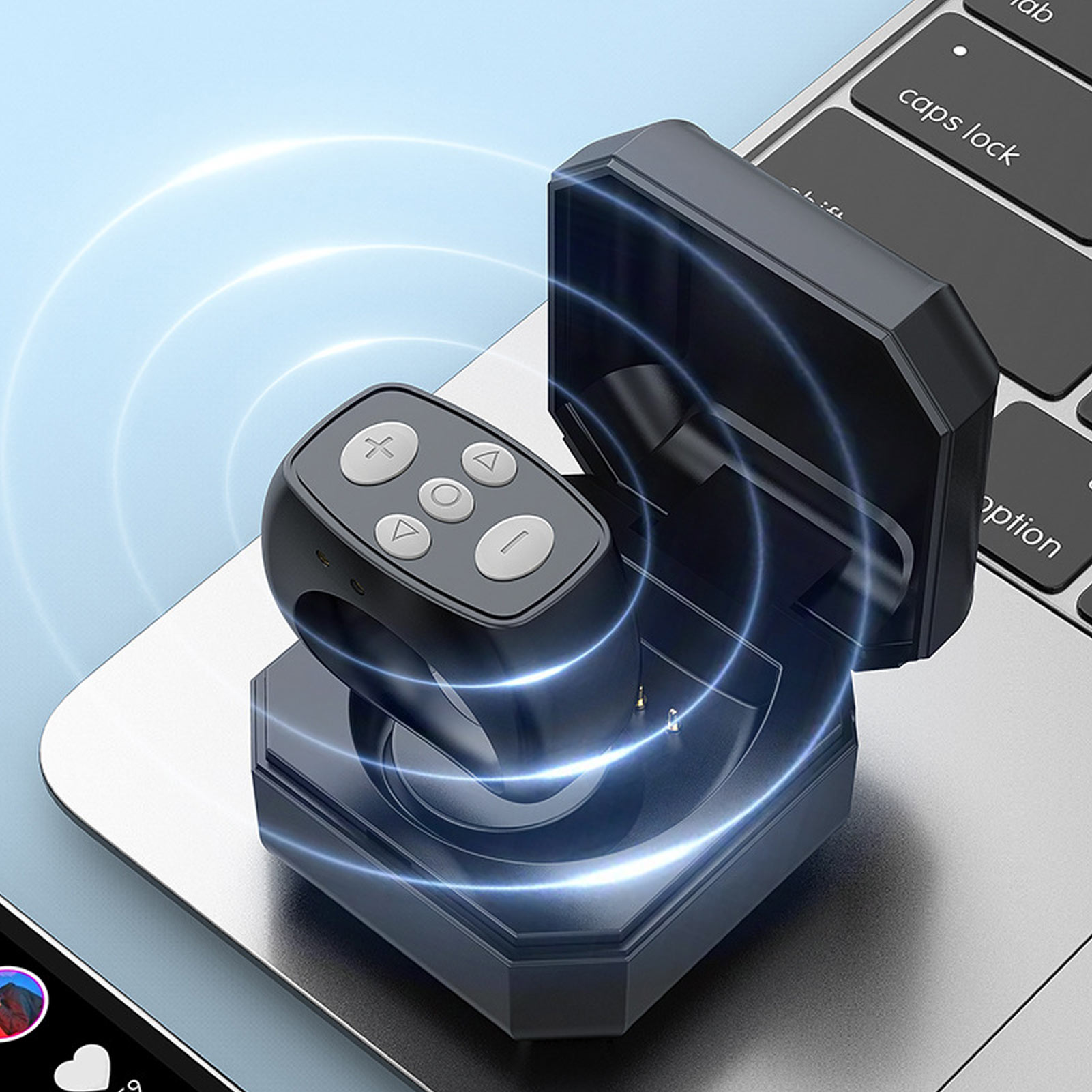 BT Remote Control Ring 10M With 200mAh Charging Compartment Remote Control DE - Photo 21 sur 21