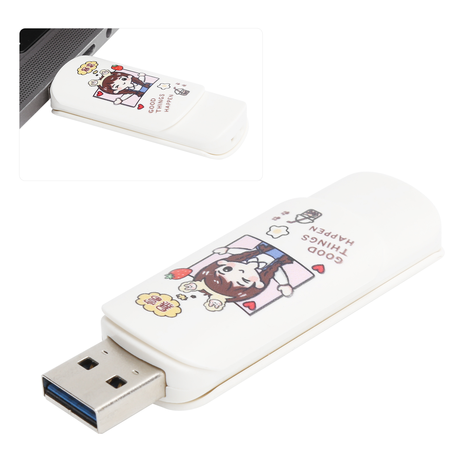 U Disk Slide Cover Type Cartoon Girl Pattern Portable USB Flash Drive Memory FY - Afbeelding 13 van 14