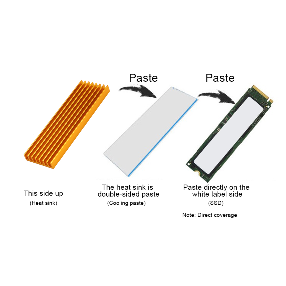 PCIE M.2 SSD 2280 Cooler Radiator Heat Sink Silicone Cooling Fin For Desktop FY - Afbeelding 11 van 12