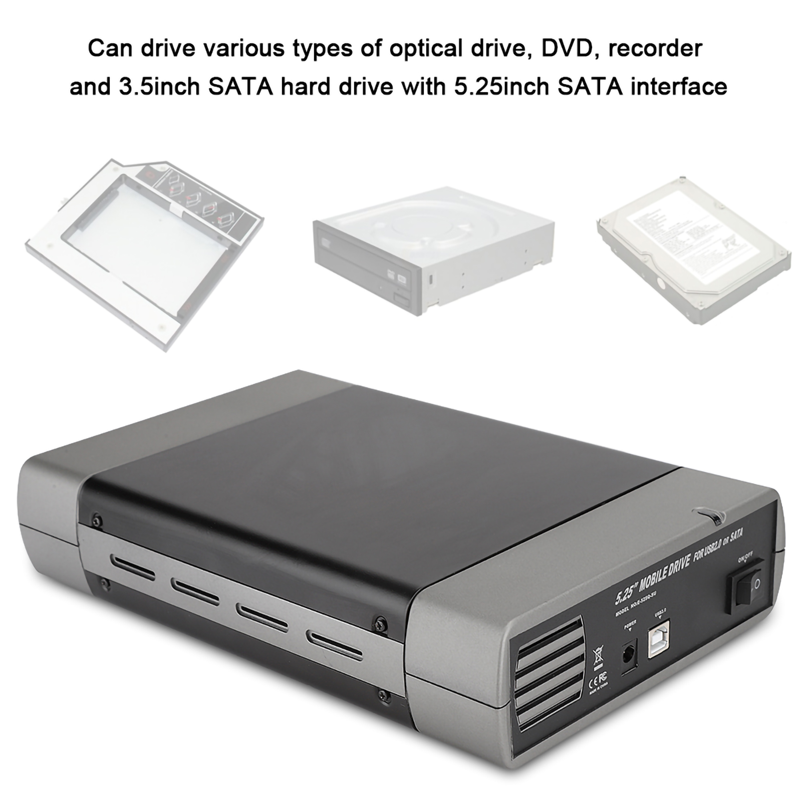 5.25in Optical Drive Box External USB2.0 Interface Computer Accessories CB - Afbeelding 17 van 20