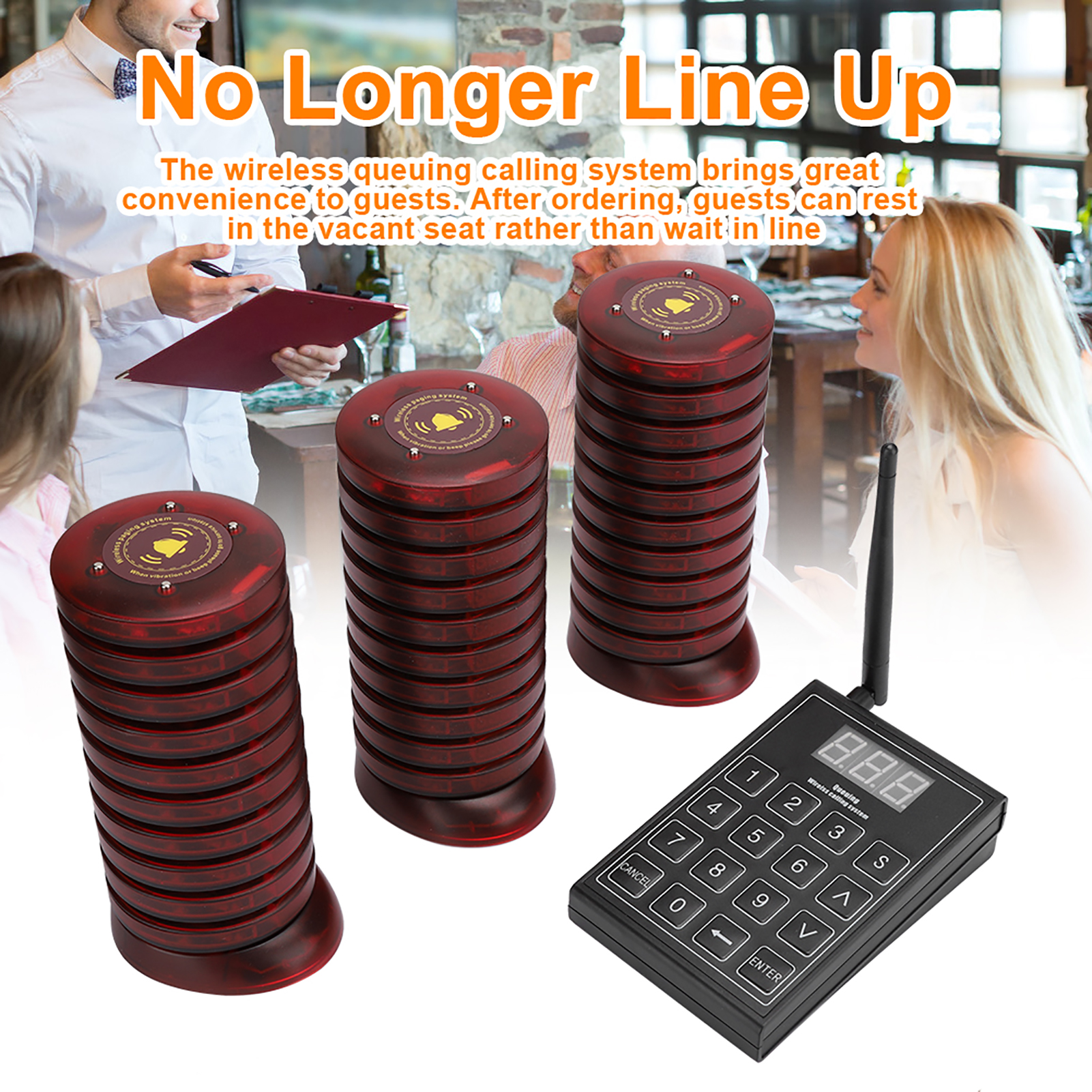 Coaster Pager System dzwonienia Restauracja System przywoławczy dla gości 1 nadajnik Wit CB - Zdjęcie 13 z 18