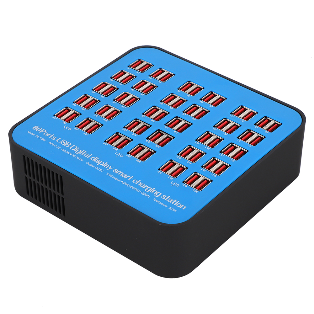 USB Charging Station 60 Ports PC ABS Fire Retardant Shell 300W 100-240V DOB - Photo 16 sur 21