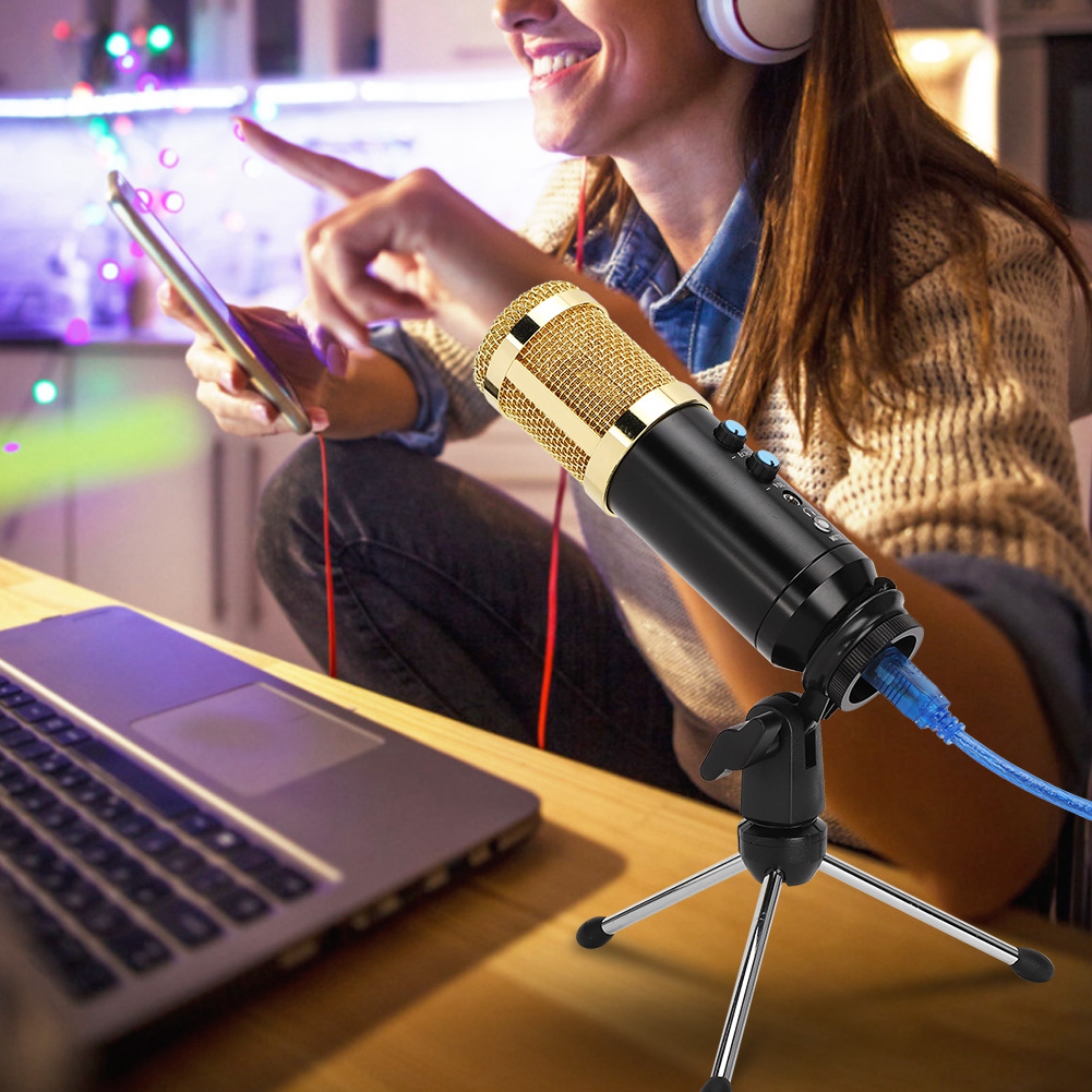 Condenser Mic Stable USB Desktop Tripod MIC High Sensitivity Adjustable Angle FY - Afbeelding 17 van 19