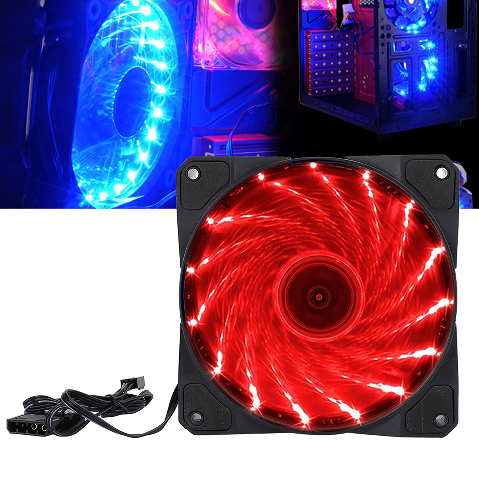 Chassis Fan Computer Kühler PC Zubehör 3-Draht 15-Licht Mute LED Streamer B GFL - Afbeelding 14 van 23