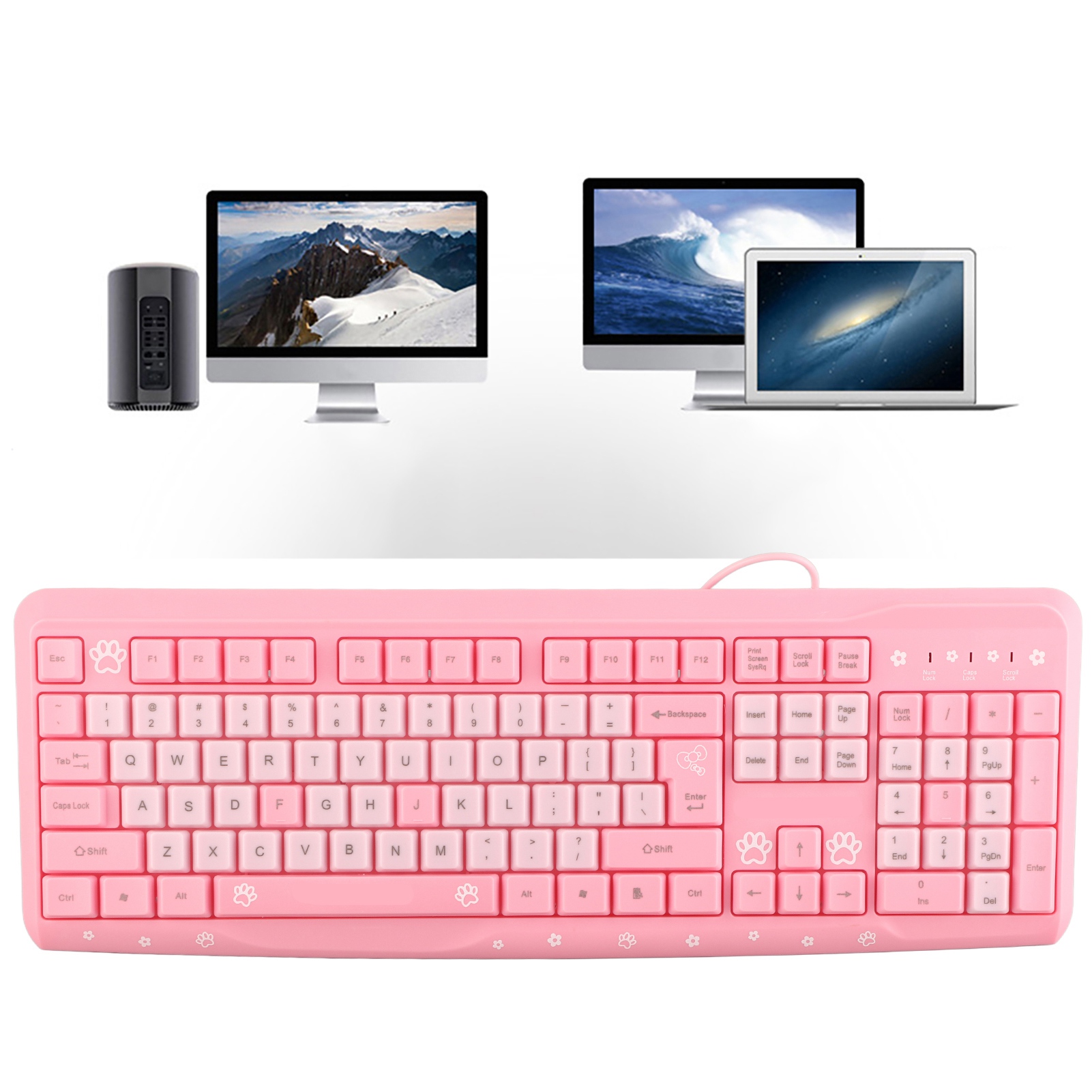 Keyboard USB Wired UltraThin Cute Cartoon For Home Office Laptop Computer Un - Picture 23 of 24