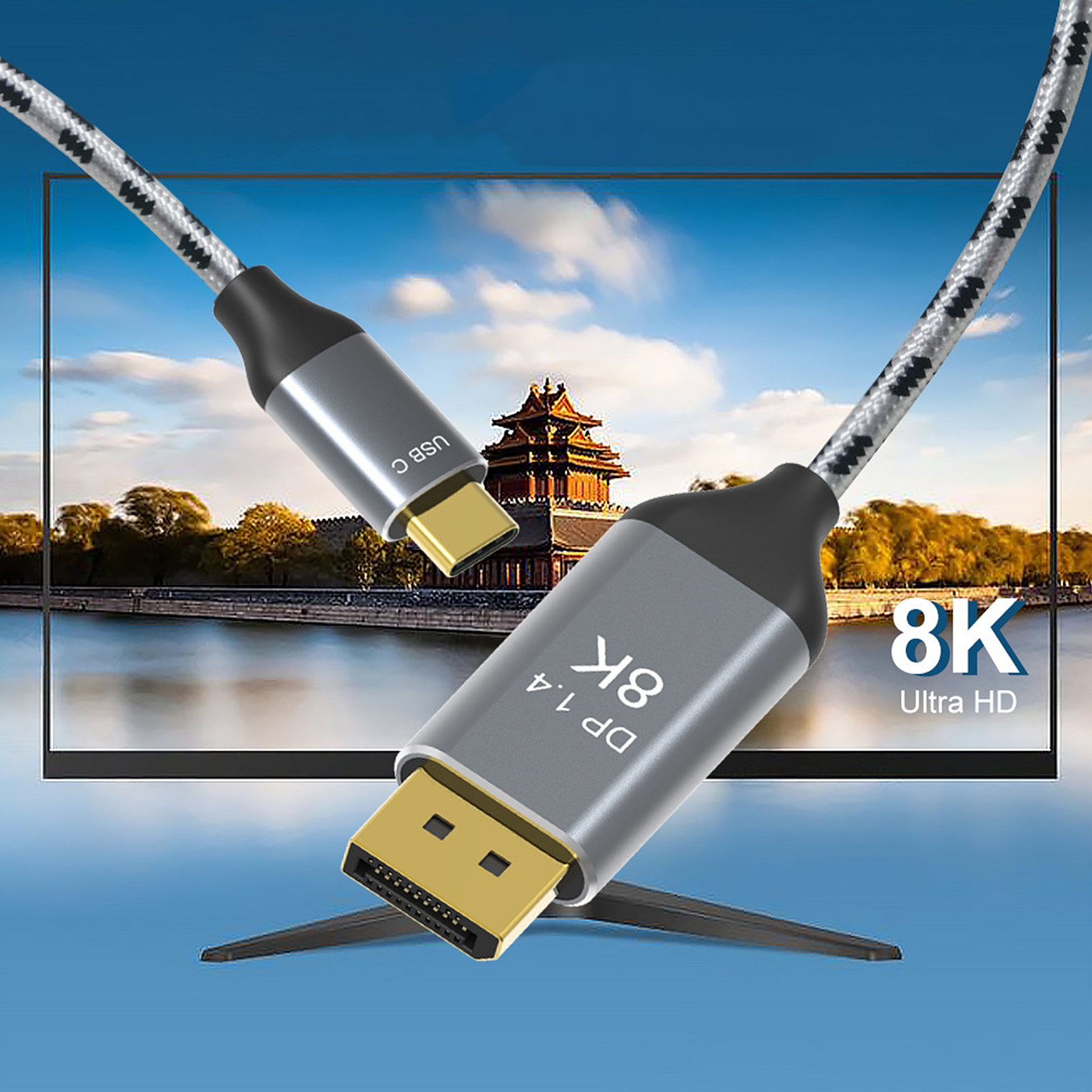 HD Video Cable Type C To Display Port 8K At 60Hz 1.4 For IOS Laptop Adapter DOB - Photo 16 sur 21