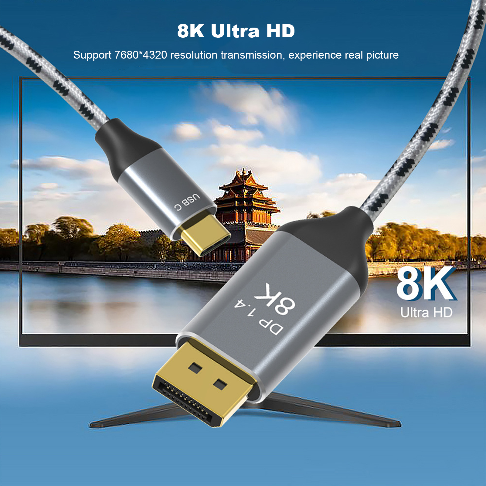 HD Video Cable Type C To Display Port 8K At 60Hz 1.4 For IOS Laptop Adapter DOB - Photo 20 sur 21
